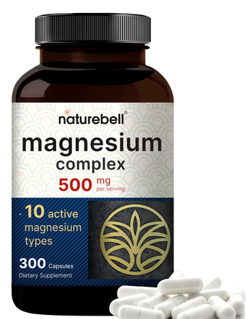 Magnesium Complex Supplement 500mg, 300 Capsules | 10 Active Forms – Glycinate NatureBell Au supplements