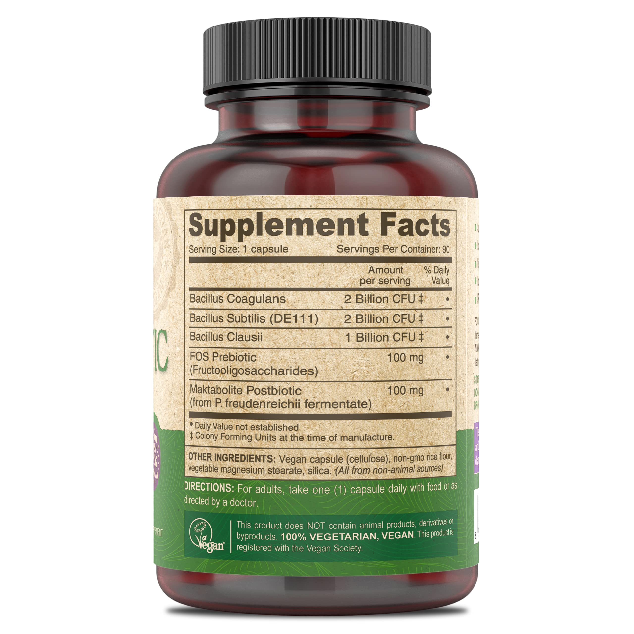 DEVA Vegan Probiotic Supplement - Pre, Pro, and Postbiotics for Digestive Health, 5 Billion CFU, Soil-Based, Spore-Forming, Dairy Free, FOS Prebiotics, for Women and Men, Vegan Capsules, 90 Count DEVA Au supplements
