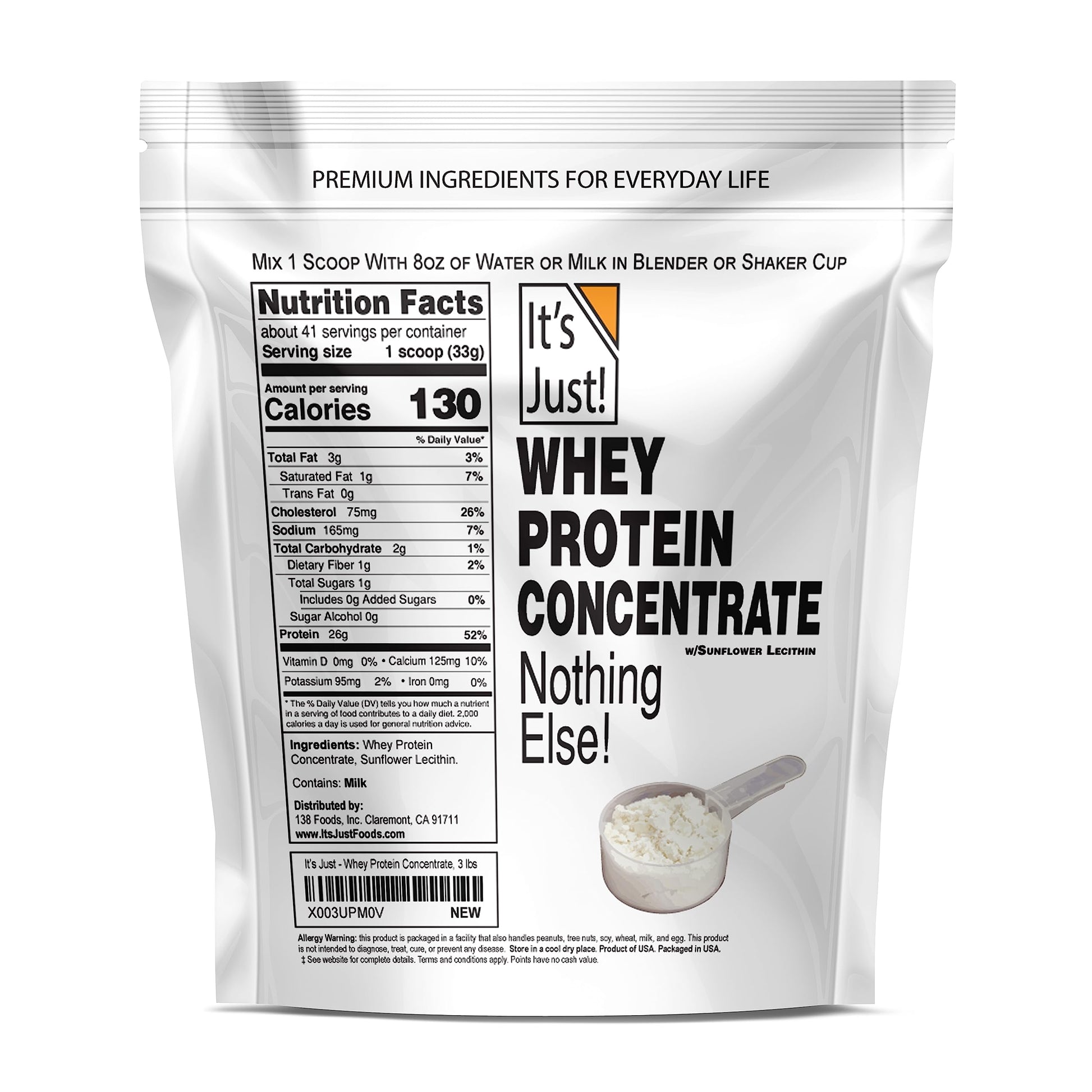 It's Just! - 100% Whey Protein Concentrate, Made in USA, Premium WPC-80, No Added It's Just! Au supplements