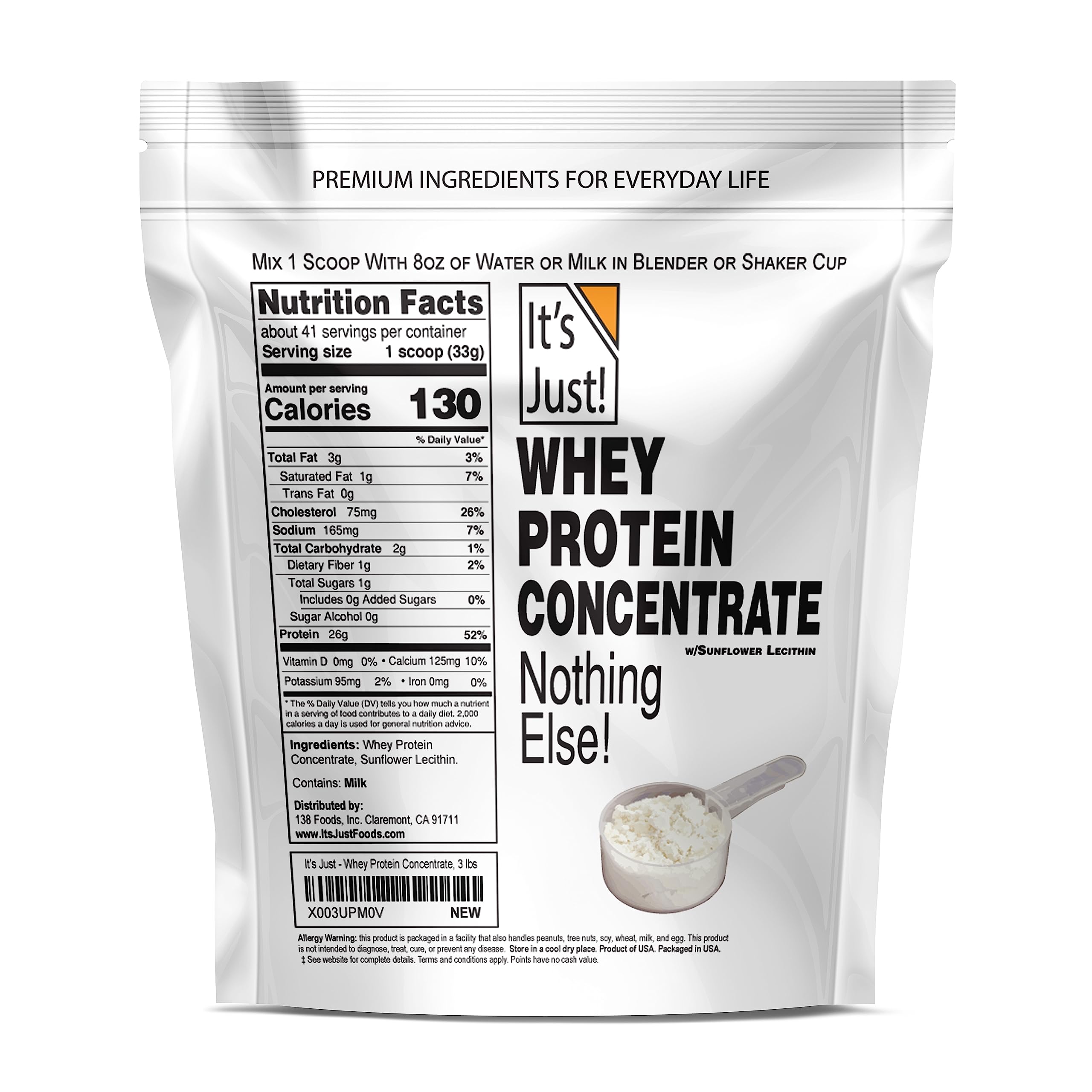 It's Just! - 100% Whey Protein Concentrate, Made in USA, Premium WPC-80, No Added It's Just! Au supplements