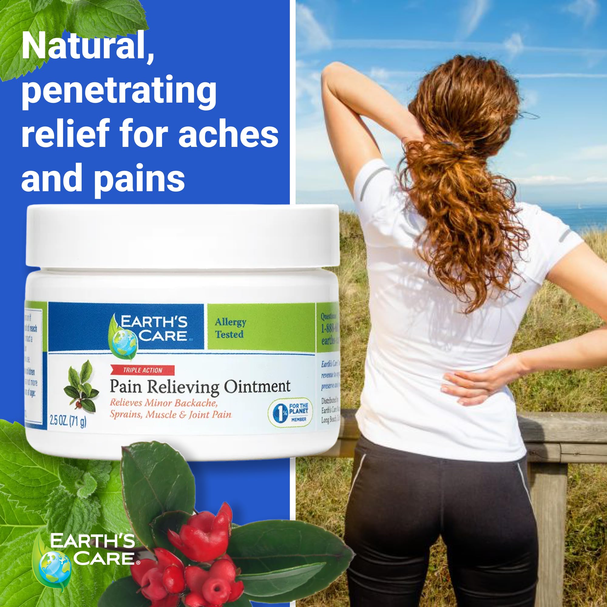 Earth's Care Pain Relieving Ointment - Triple Action Muscle and Joint Cream - Topical Analgesic 2.5 oz. (71 g) Earth's Care Au supplements