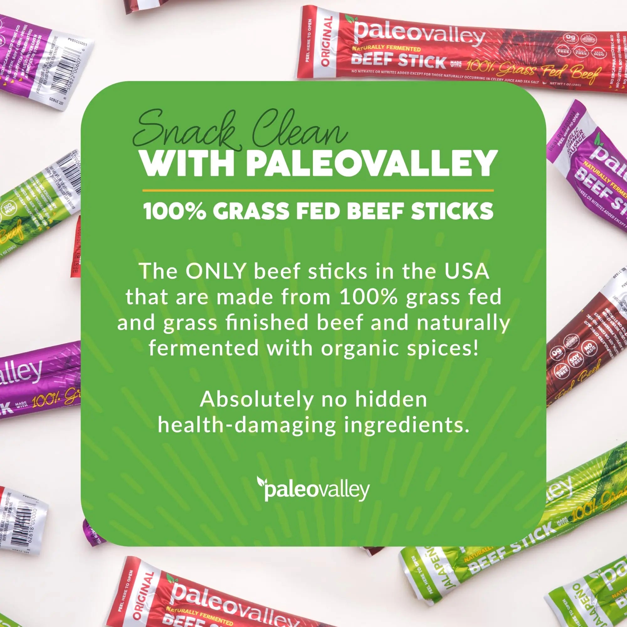 Paleovalley 100% Grass Fed Beef Sticks - Delicious Gluten Free Beef Snack - High Protein Keto Friendly, 40 Count Variety Pack Paleovalley Au supplements