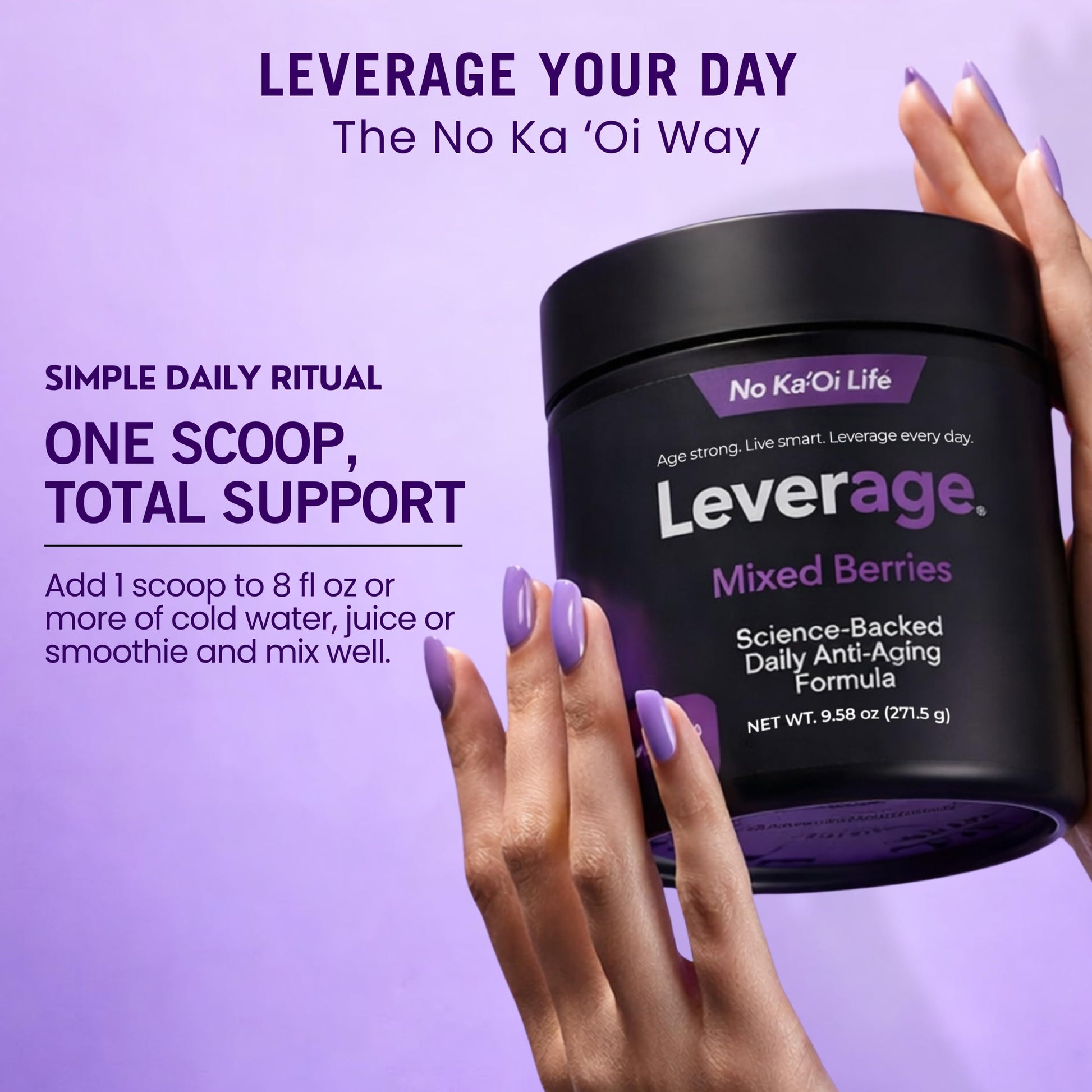 Leverage Mixed Berries Anti–Aging Supplement & Longevity Mix - Daily Wellness Multivitamin Powder with Hyaluronic Acid, L-Glycine & Magnesium for Skin, Energy, Cognitive Function & Joint–30 Servings Leverage Au supplements