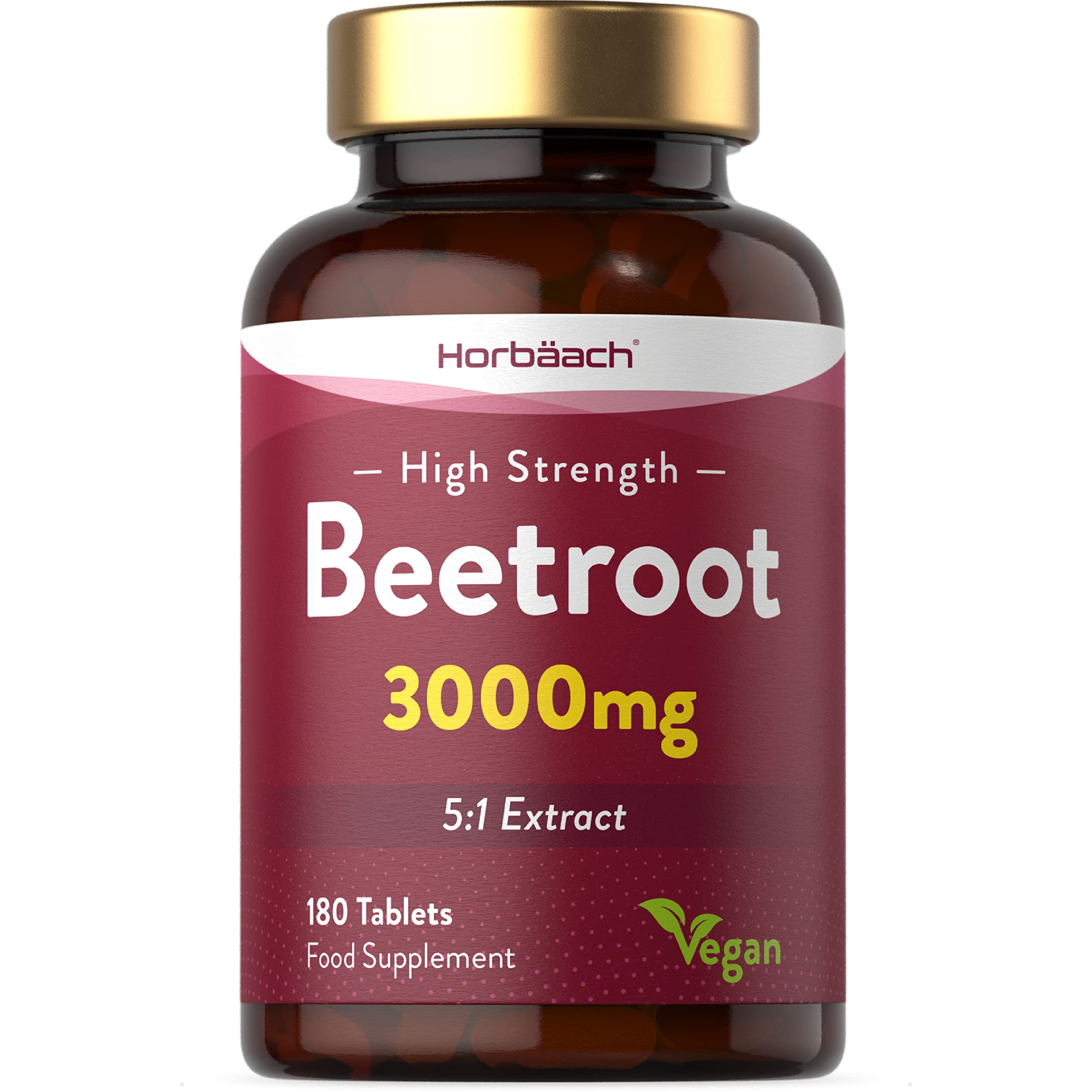 Beetroot Tablets 3000mg | 180 Count | High Strength 5:1 Extract Supplement | Nitric Oxide Horbäach Au supplements
