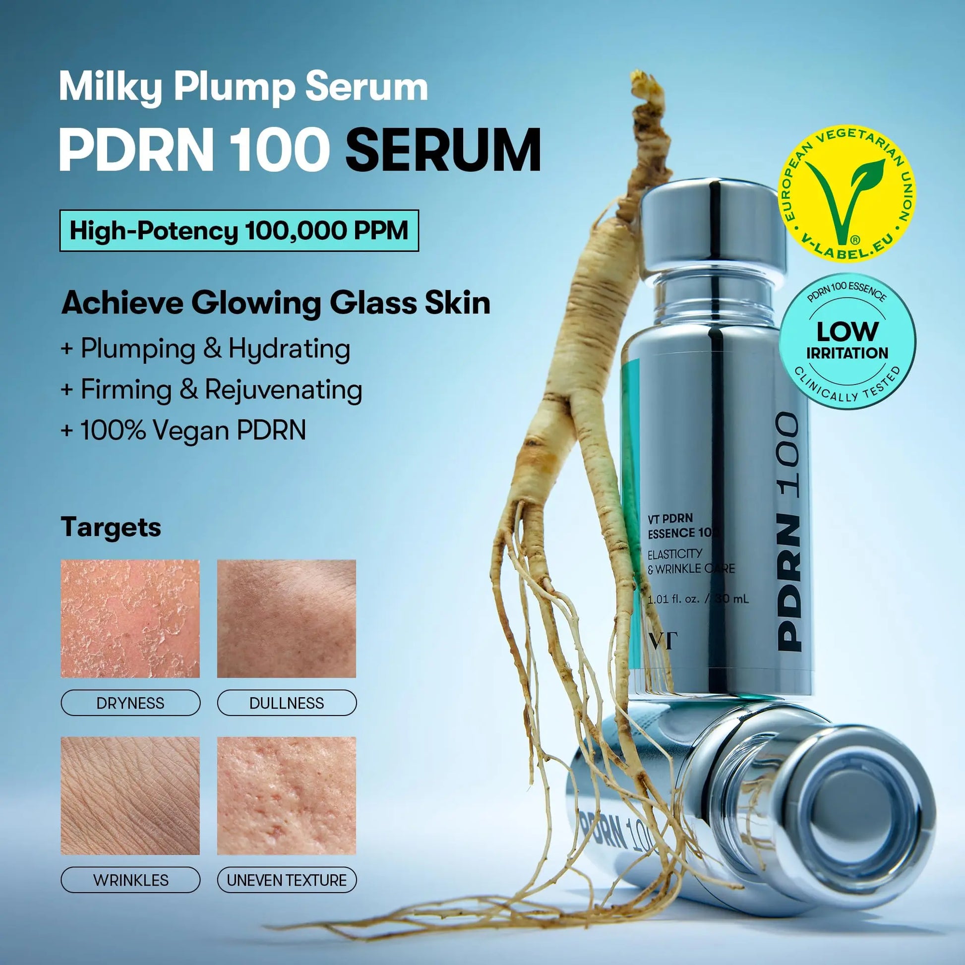 VT COSMETICS PDRN 100 Essence, Intensive Glow Serum, 100,000ppm Vegan PDRN, Skin Restoration & Plumping, Hydrating & Moisturizing, Firming, Fine Lines, Korean Skincare 1.01 fl. Oz. VT COSMETICS Au supplements