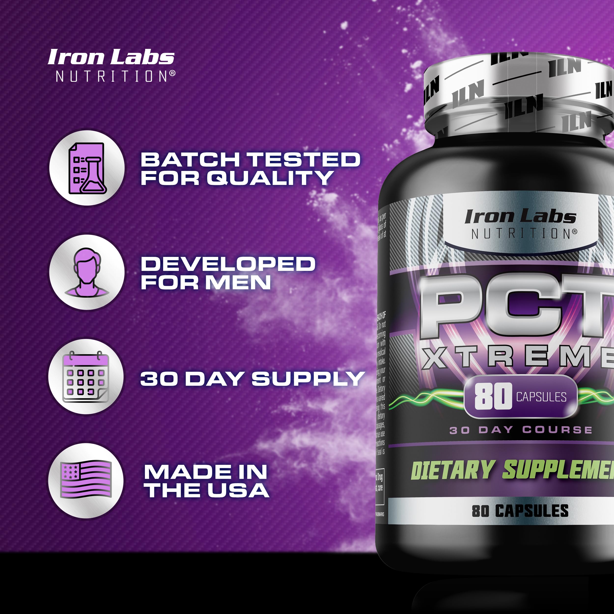 Iron Labs Nutrition PCT Xtreme - PCT Supplement for Men - 30 Day Course - Post Cycle Support Booster (80 Capsules) Iron Labs Nutrition Au supplements