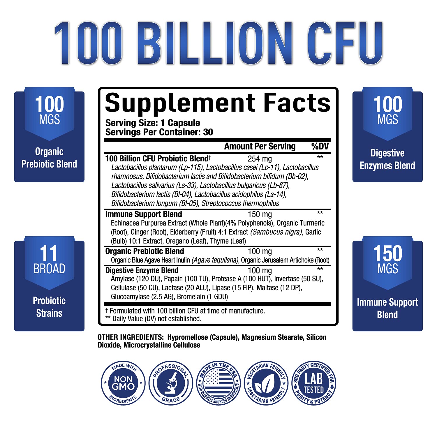 Purely Optimal Premium Probiotics 100 Billion CFU w/Digestive Enzymes Purely Optimal Au supplements