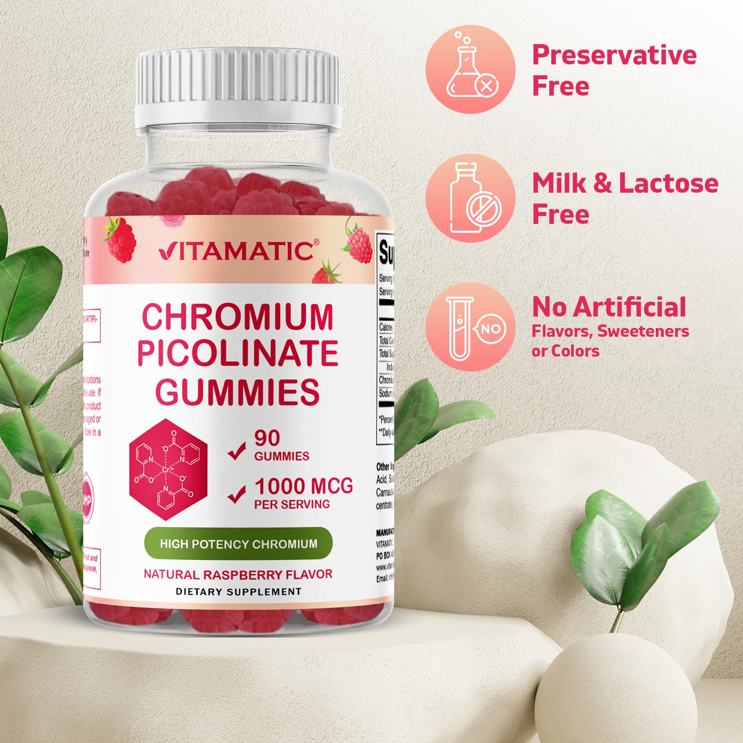 Vitamatic Chromium Picolinate 1000 mcg - 90 Gummies - High Potency Chromium Vitamatic Au supplements
