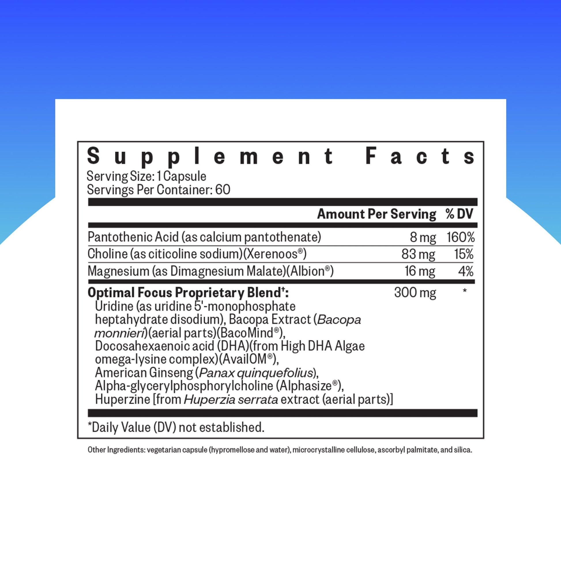 Seeking Health Optimal Focus, Stimulant-Free and Caffeine-Free Nootropic Support for Memory and Focus, with Choline, DHA from Algae, American Ginseng, Vegan and Vegetarian (60 Capsules) Seeking Health Au supplements