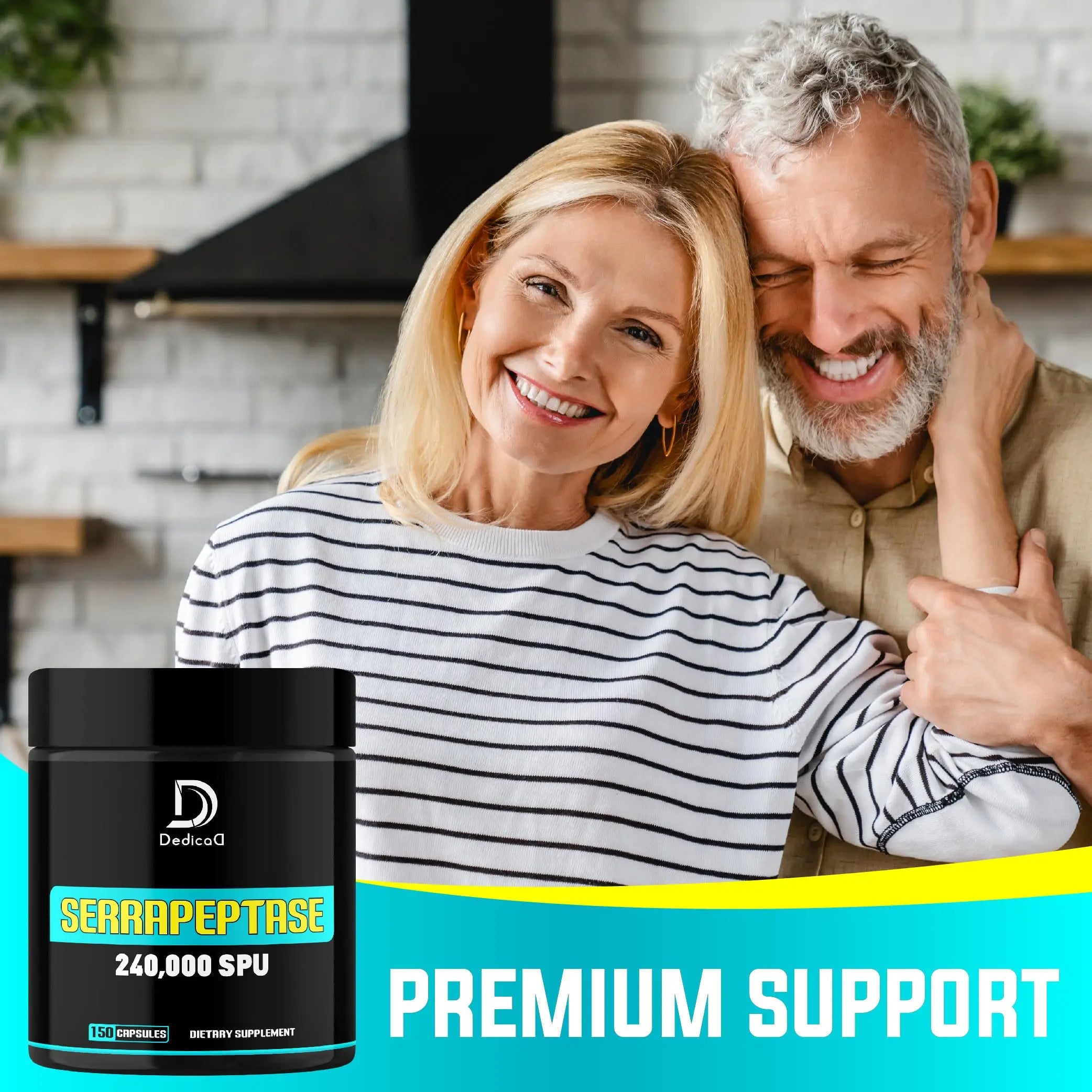 DEDICAD Serrapeptase Supplement 240,000 SPU - 150 Capsules for Smooth Breathing, Heart Health & Immune System Support - 75-Serving Supply DEDICAD Au supplements