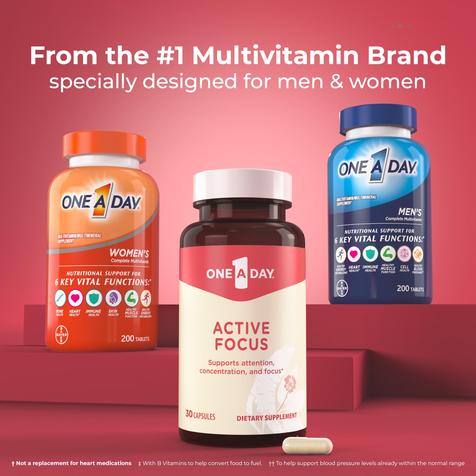 ONE A DAY Bundle Multivitamin for Women 200 Count Tablets Active Focus Supplement ONE A DAY Au supplements