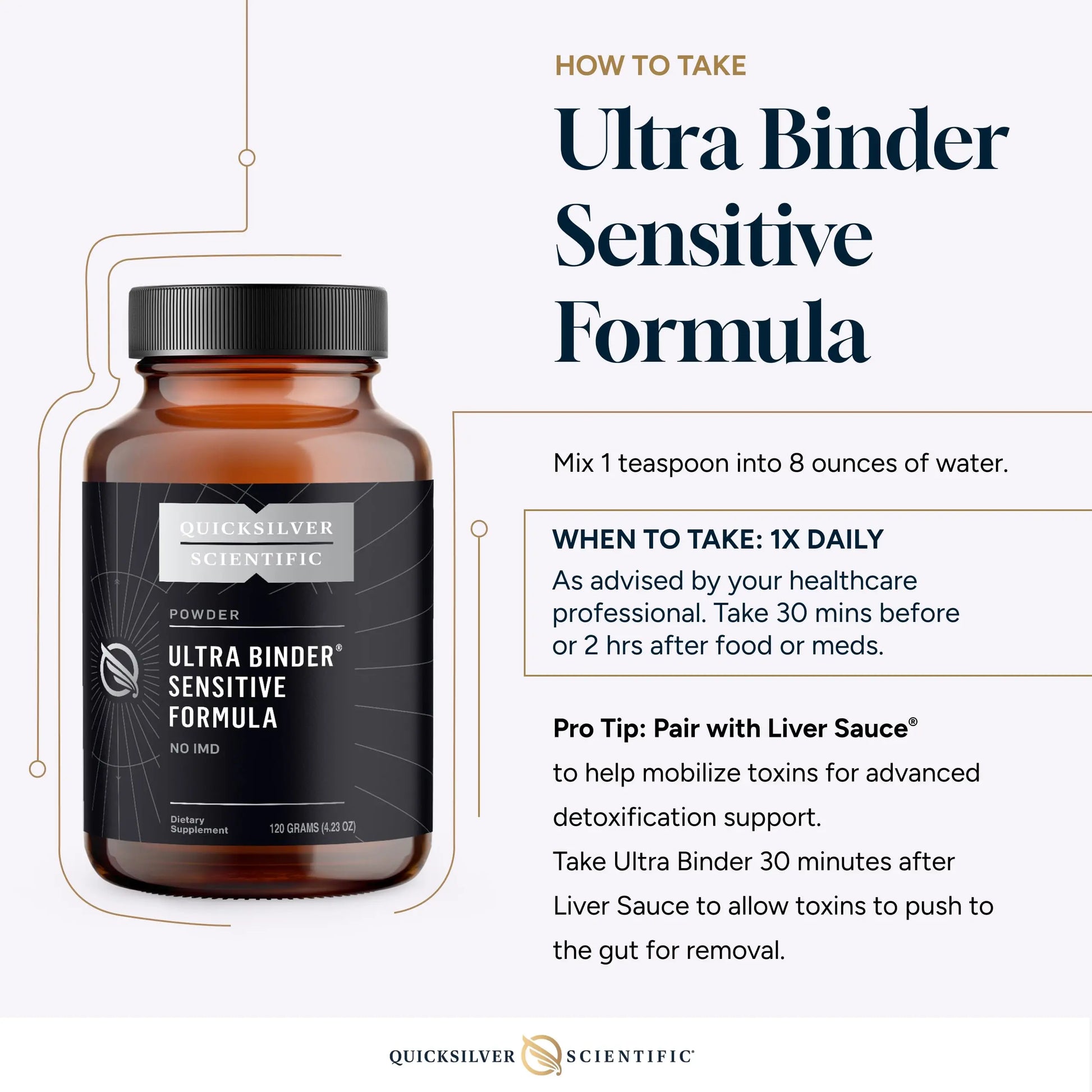 Quicksilver Scientific Ultra Binder Sensitive Formula - Gut Health Supplement with Activated Charcoal, Bentonite Clay - Cleansing Support Powder (120g) Quicksilver Scientific Au supplements