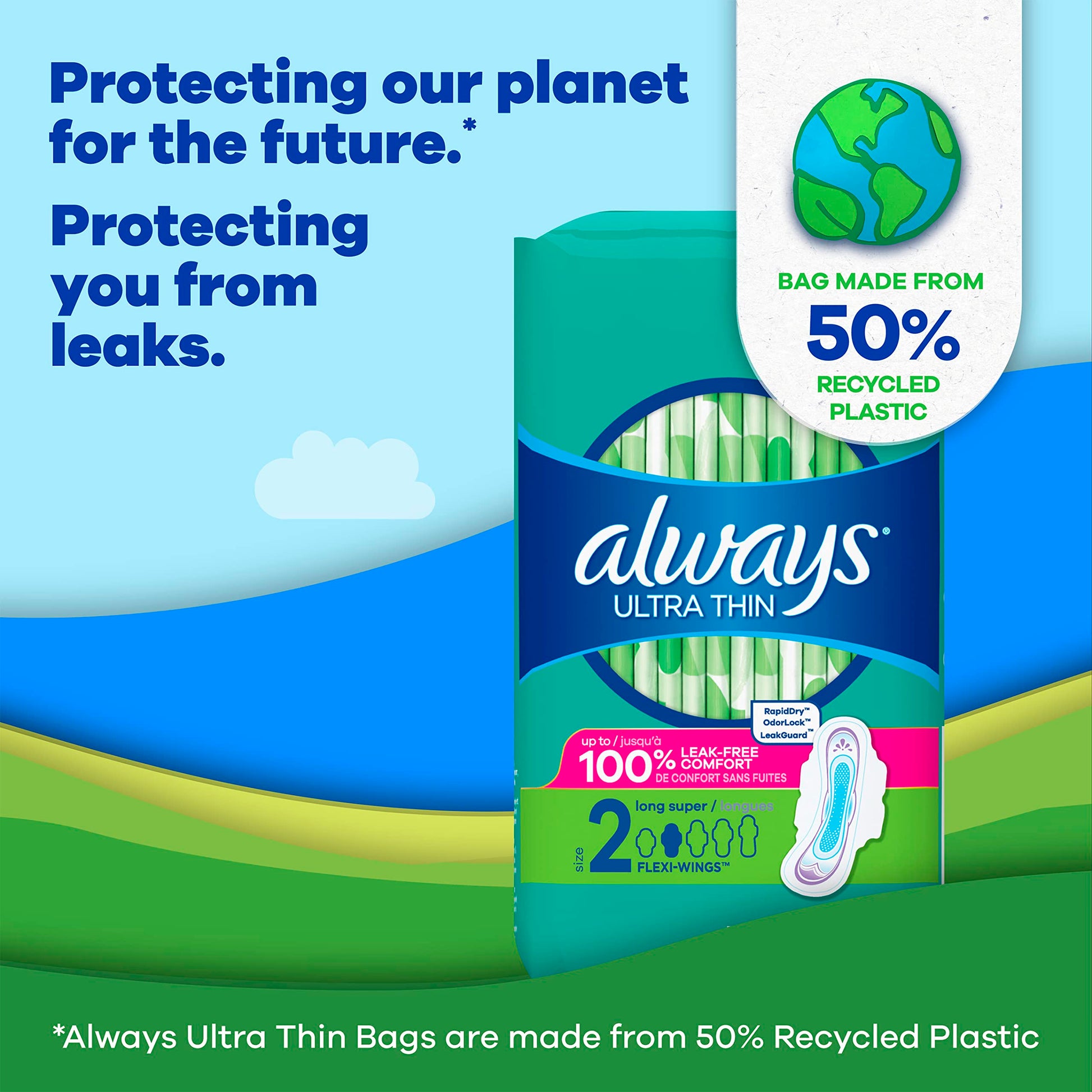 Always Ultra Thin Feminine Pads For Women, Size 2 Long Super Absorbenc Always Au supplements