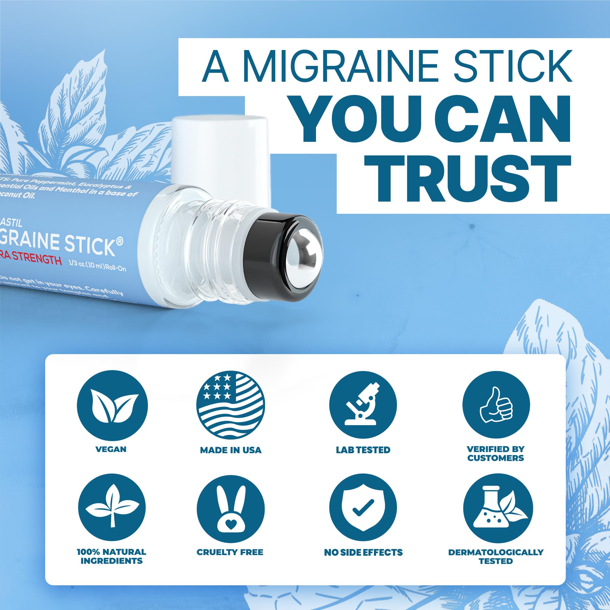 Basic Vigor Migrastil Extra Strength Migraine Stick Advanced Formula, Strong Aromatherapy Roll On Includes Menthol, Essential Oils, No Lavender, Made in The USA. Basic Vigor Au supplements