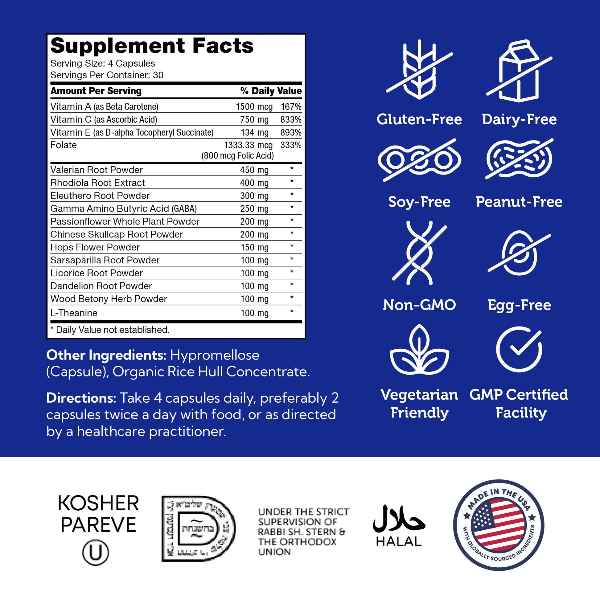 Zahler StressMaster, Relaxation Support Supplement, Promotes Natural Calm, Certified Kosher 120 Capsules Zahler Au supplements