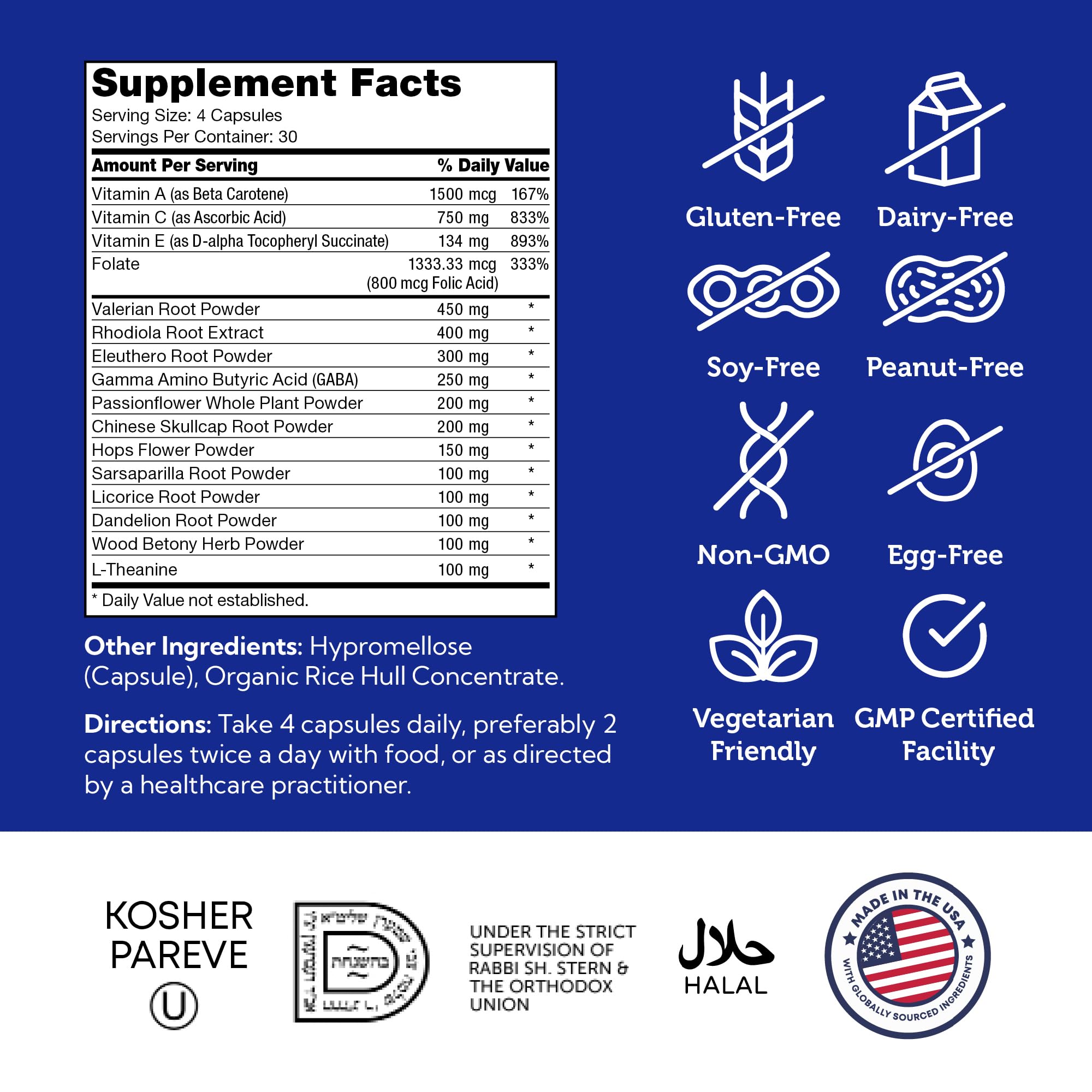Zahler StressMaster, Relaxation Support Supplement, Promotes Natural Calm, Certified Kosher 120 Capsules Zahler Au supplements