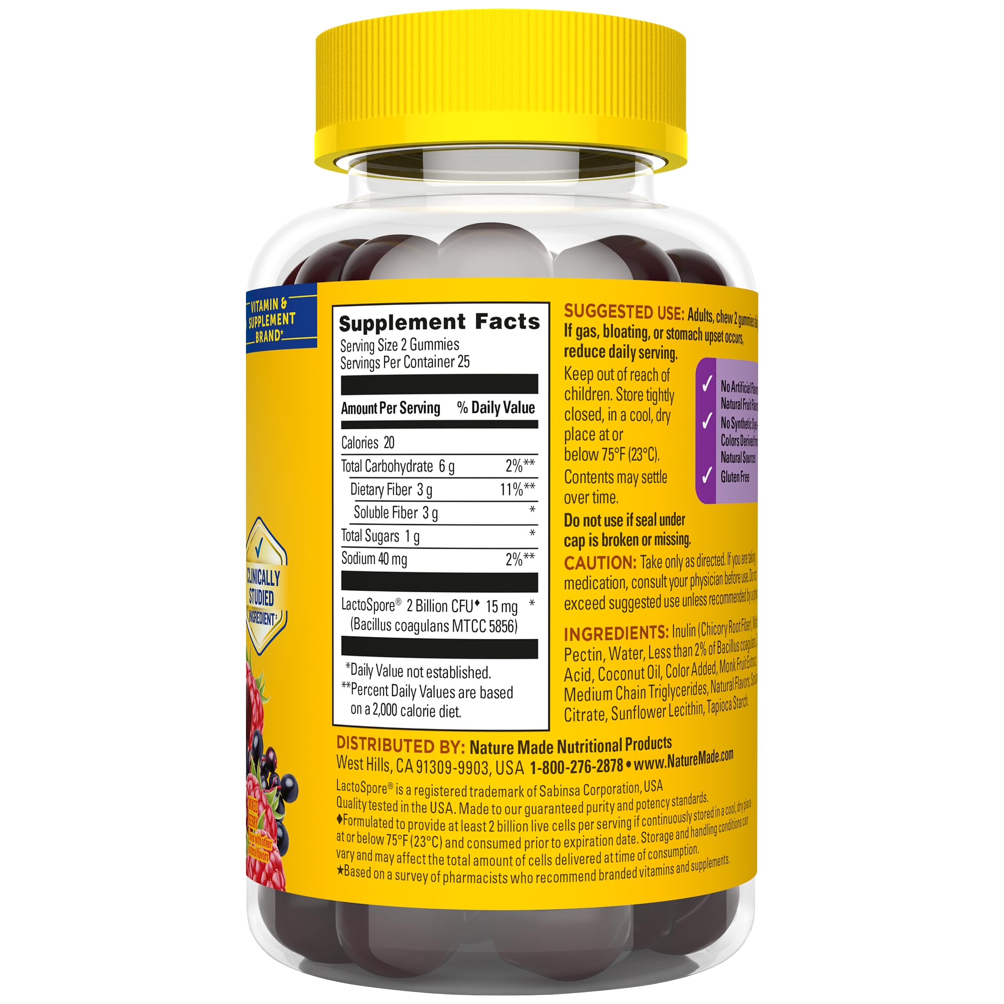 Nature Made Probiotic + Prebiotic Fiber Gummies for Daily Gut Health, Fiber Supplement with Probiotics for Digestive Health Support, 50 Gummies, 25 Day Supply Nature Made Au supplements