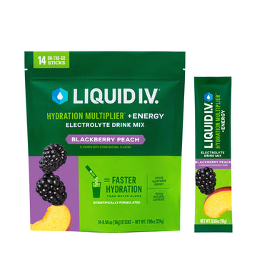 Liquid I.V.® Hydration Multiplier +Energy | Blackberry-Peach | Electrolyte Powder Drink Mix | 1 Pack (14 Servings) Liquid I.V. Au supplements