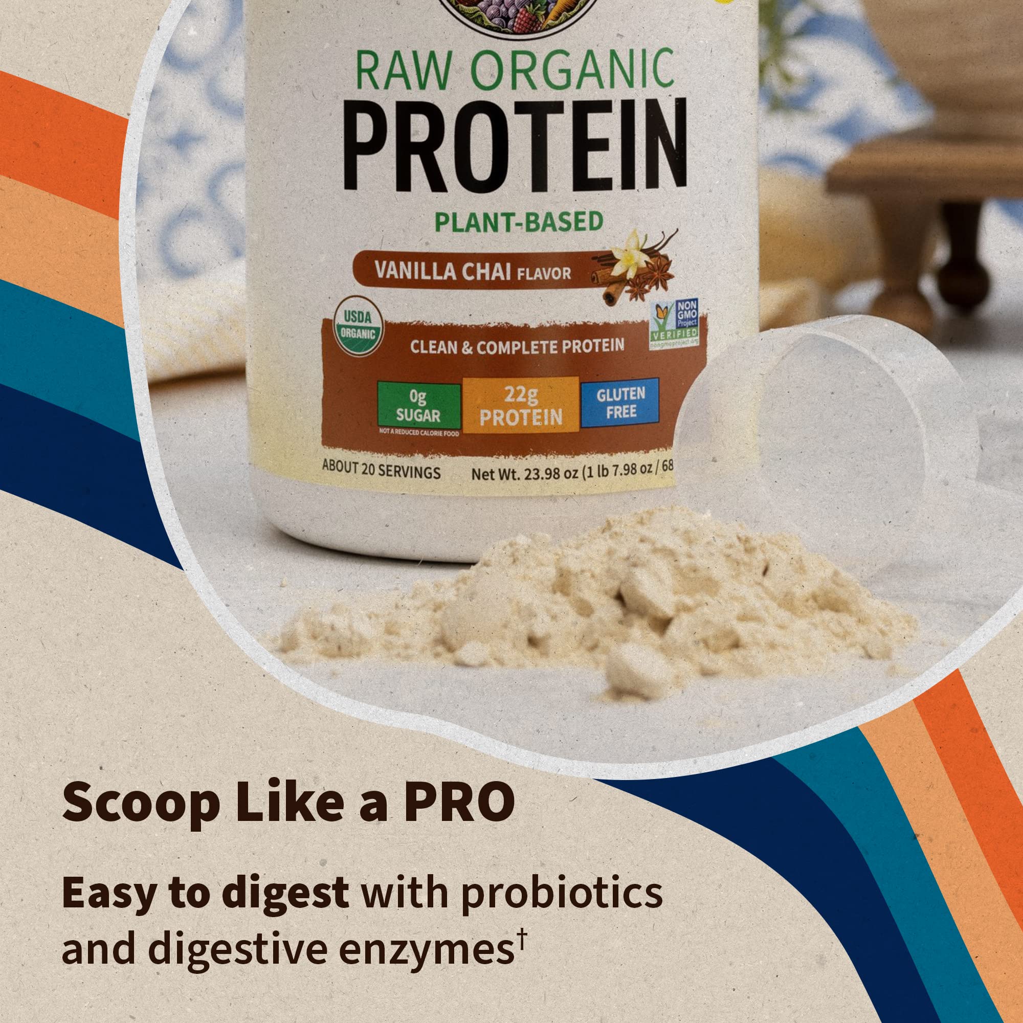 Garden of Life, Organic Vegan Vanilla Chai Protein Powder -22g Complete Plant Based Raw Garden of Life Au supplements