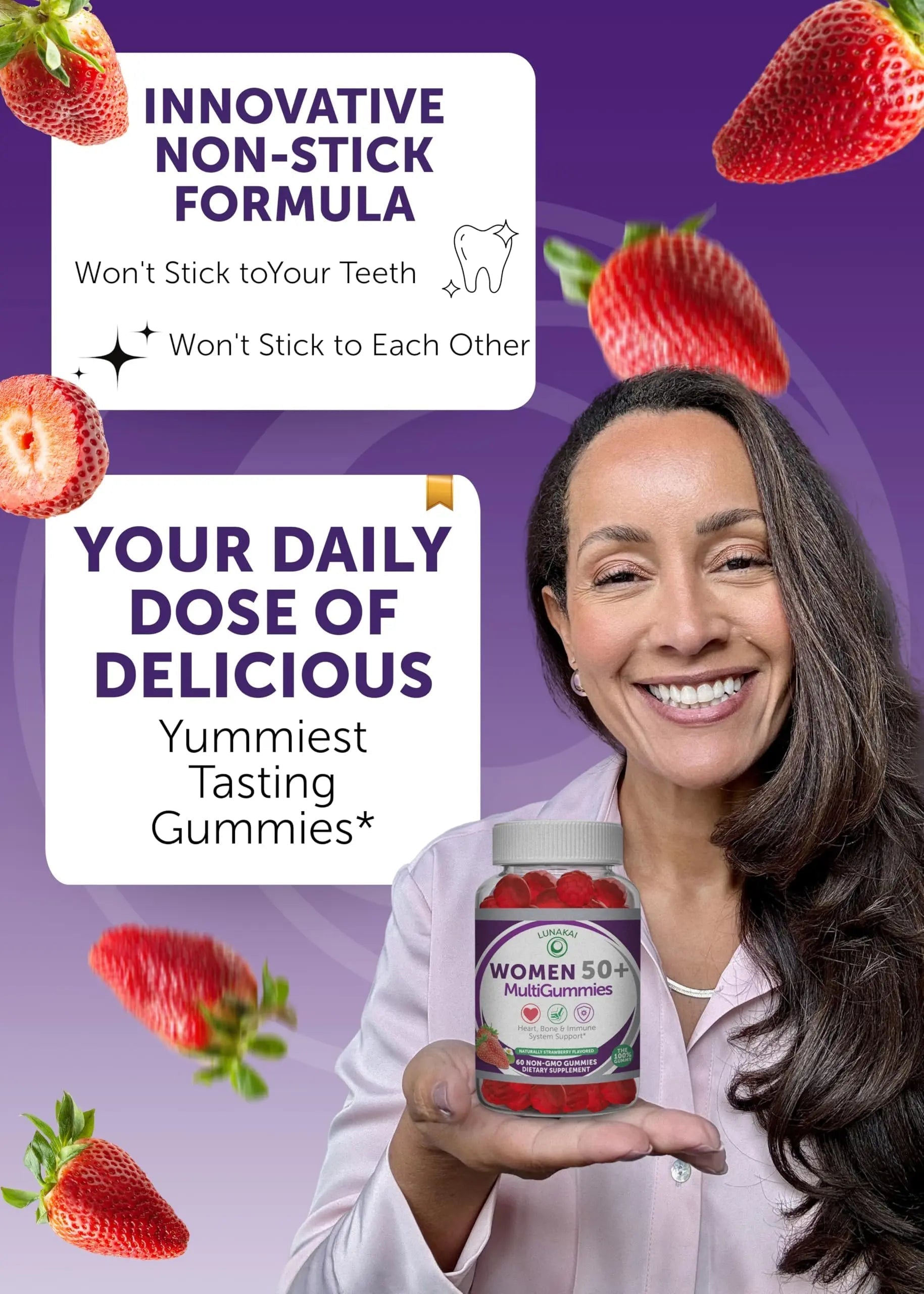 Lunakai USA Made Women 50+ Multivitamin & Probiotic Gummies Bundle – Immune & Digestive Support – 60 Non-GMO Gummies Each Lunakai Au supplements