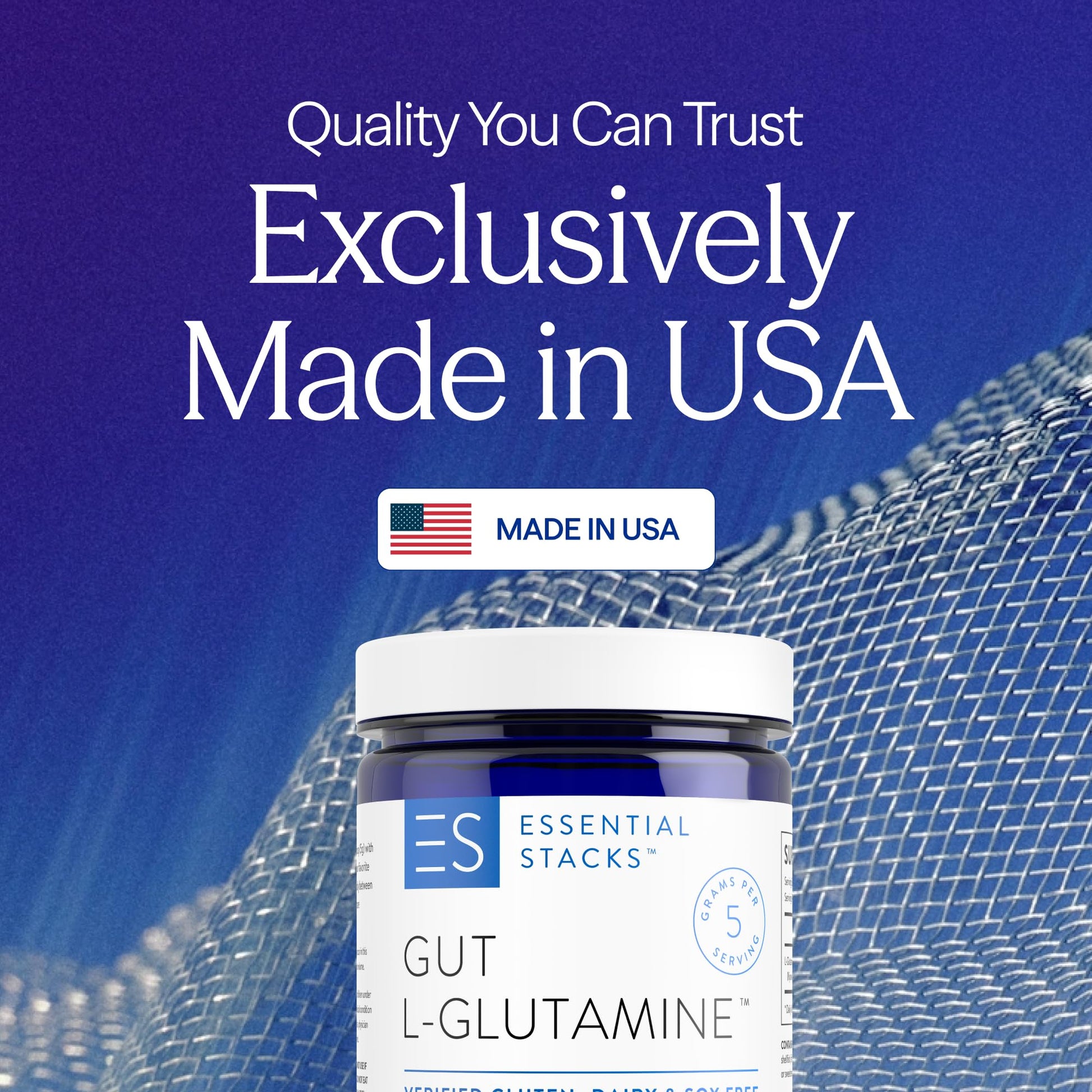 Essential Stacks Gut L-Glutamine Powder - Exclusively Made in USA - Pure L Glutamine Powder for Gut Health (60 Servings, Unflavored) Essential Stacks Au supplements