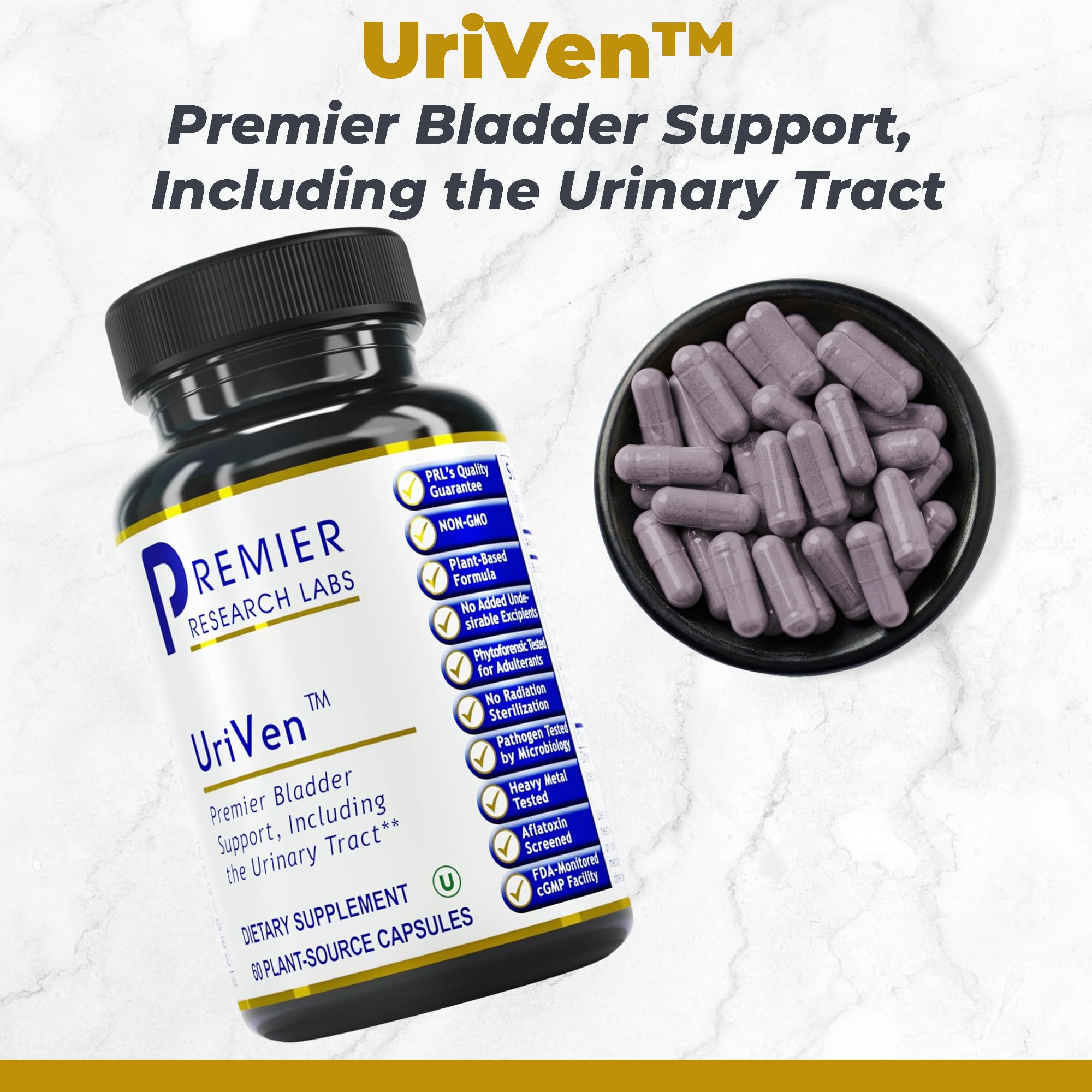 Premier Research Labs UriVen - Bladder Health Support for Women & Men, Cranberry Extract & Marshmallow Root, Urinary Relief, Bladder Relief, Bladder Control Supplement - 60 Vegetarian Capsules Premier Research Labs Au supplements