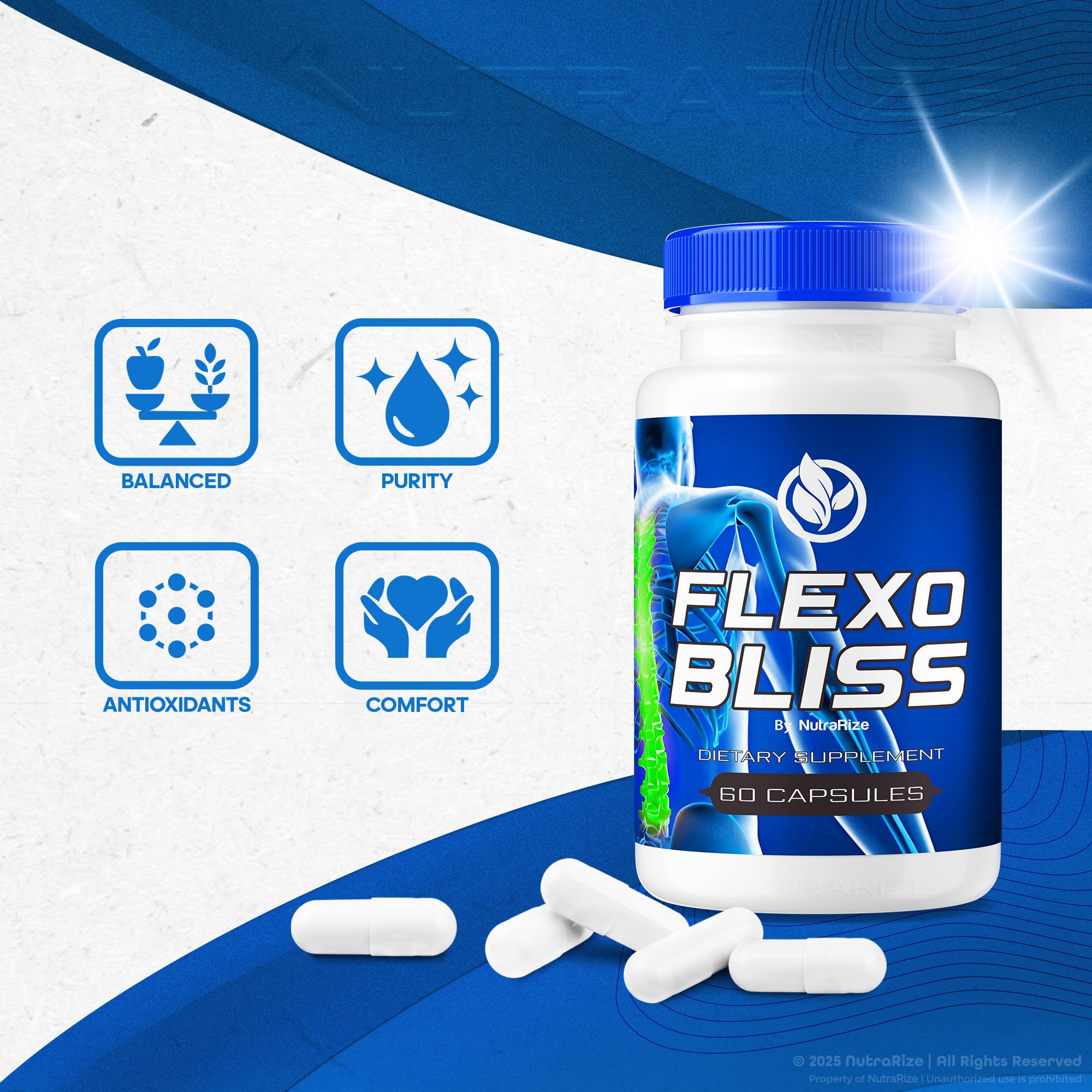 NutraRize Flexo Bliss, FlexoBliss Joint Health Support, All-Natural Supplement to Support Flexibility and Full Range of Motion, Official Flexo Bliss Reviews (60 Capsules) NutraRize Au supplements