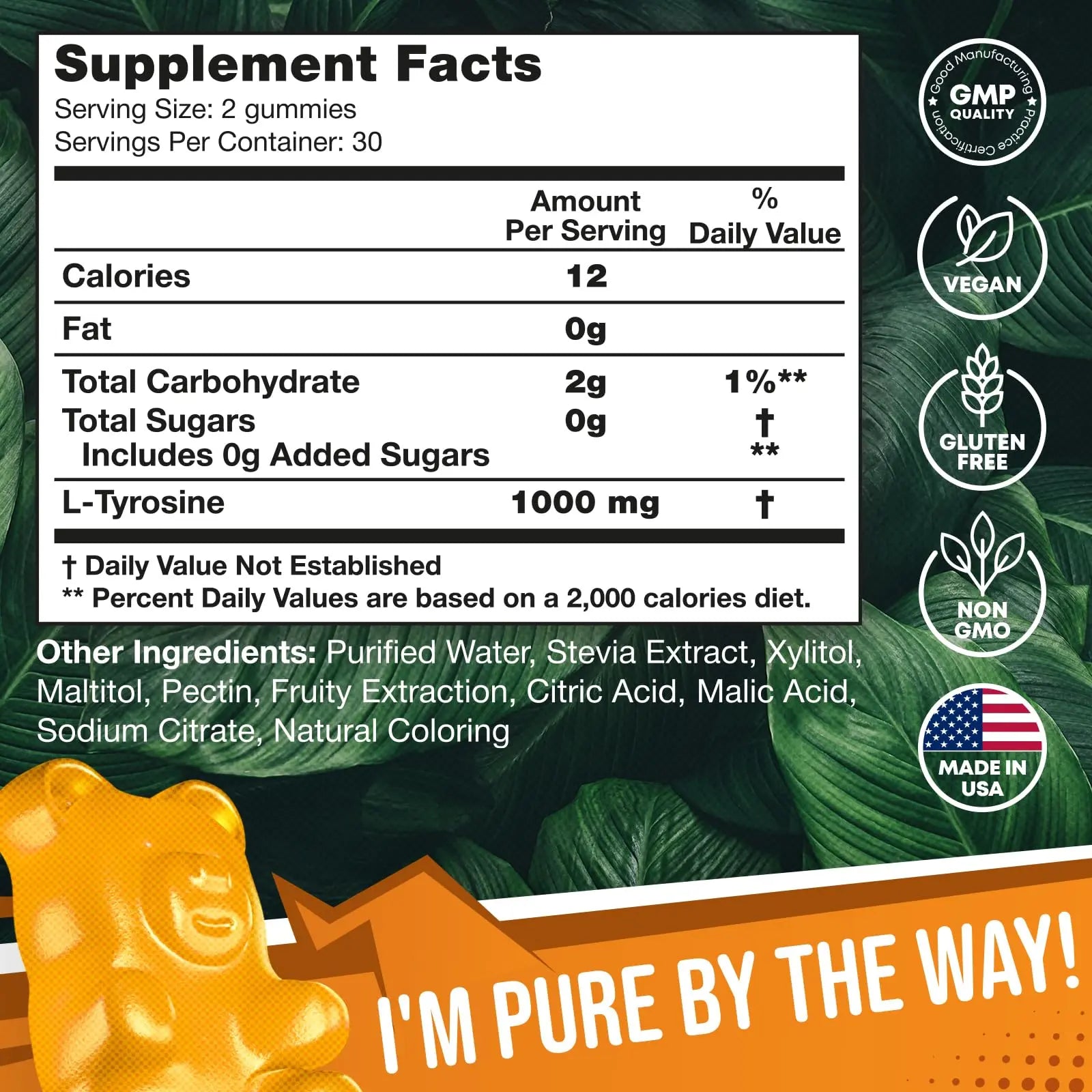 2 Pack - JOYLI L-Tyrosine Gummies 1000MG – Sugar-Free Vegan Focus Supplement & Mood Support for Kids & Adults – 500mg Per Gummy – Sleep Gummies for Memory, Energy & Wellness – 60 Pcs per Pack JOYLI Nutrition Au supplements