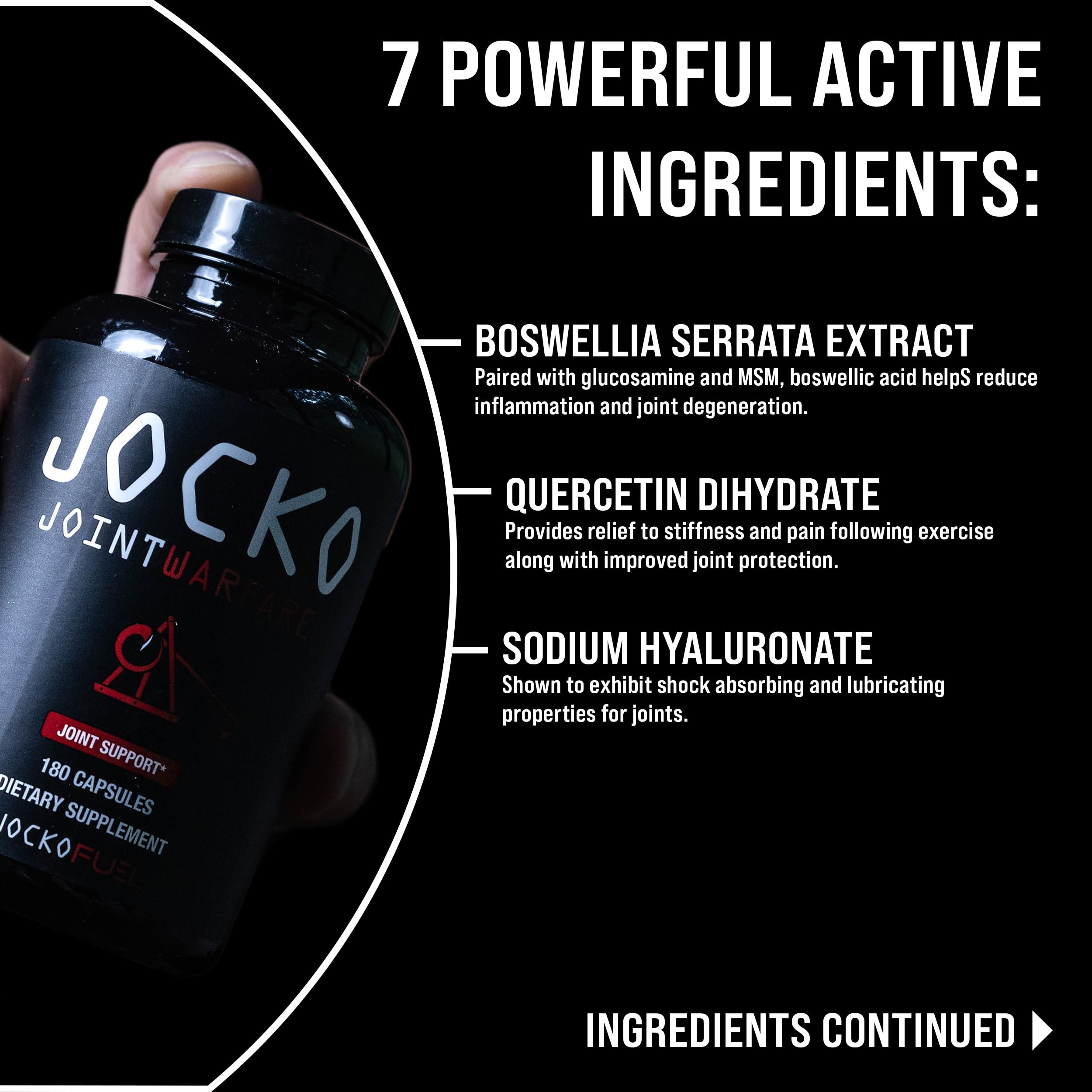 Jocko Fuel Joint Support Supplement - Glucosamine MSM for Joint Pain, Mobility, & Flexibility w/Turmeric & Boswellia (180 Capsules) Jocko Fuel Au supplements