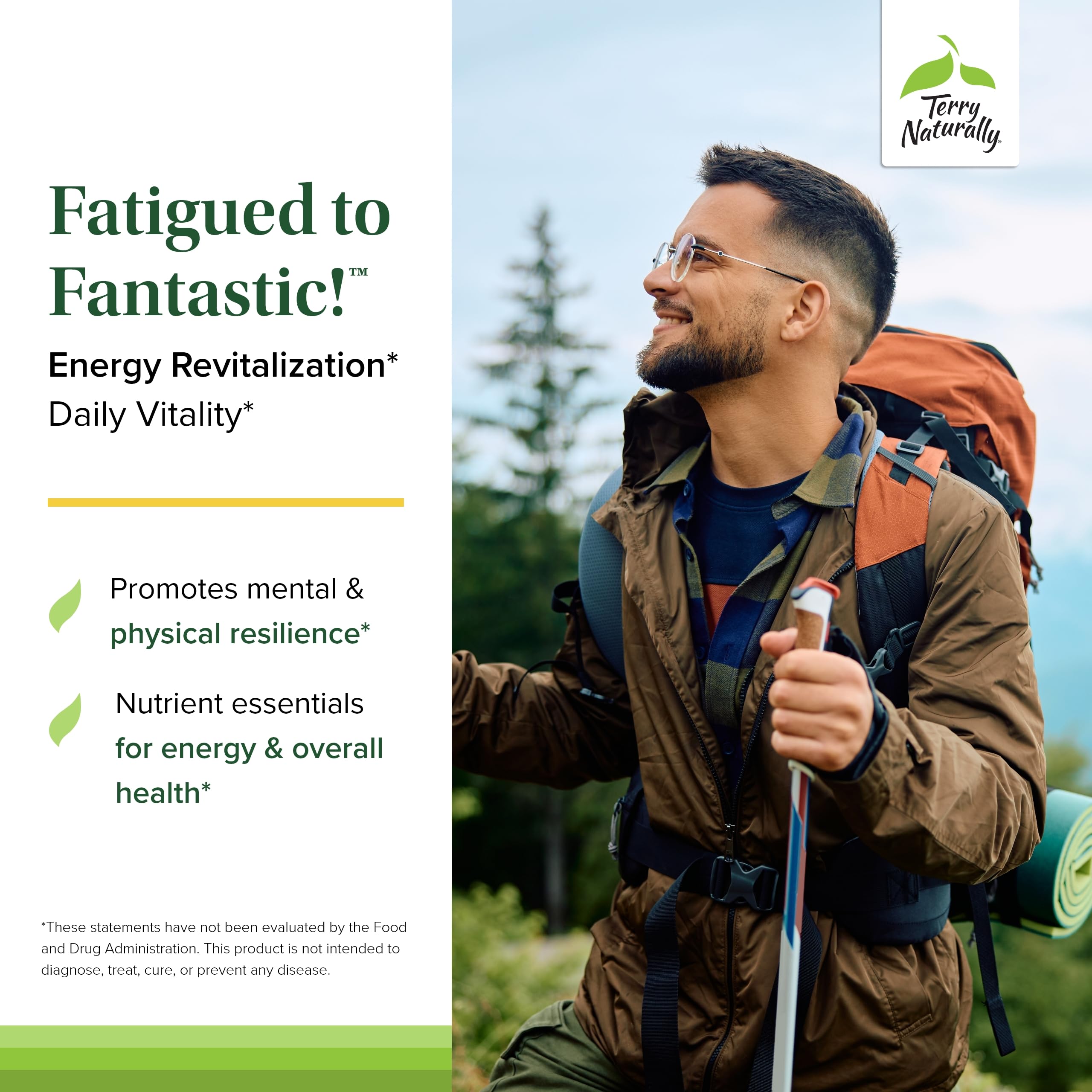Terry Naturally Fatigued to Fantastic Energy Revitalization - Drink Mix for Energy with L-Tyrosine, Vitamins A, D3, E & B - Supports Heart Health - 12 Individual Packets (12 Servings) Terry Naturally Au supplements