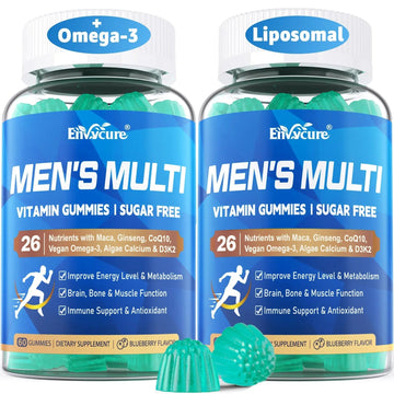 Methylated Multivitamin for Men Gummies, Vegan Omega 3, CoQ10, Zinc, Vitamin A C D3 K2 E B Complex, Calcium, Magnesium, Lycopene EnvyCure Au supplements