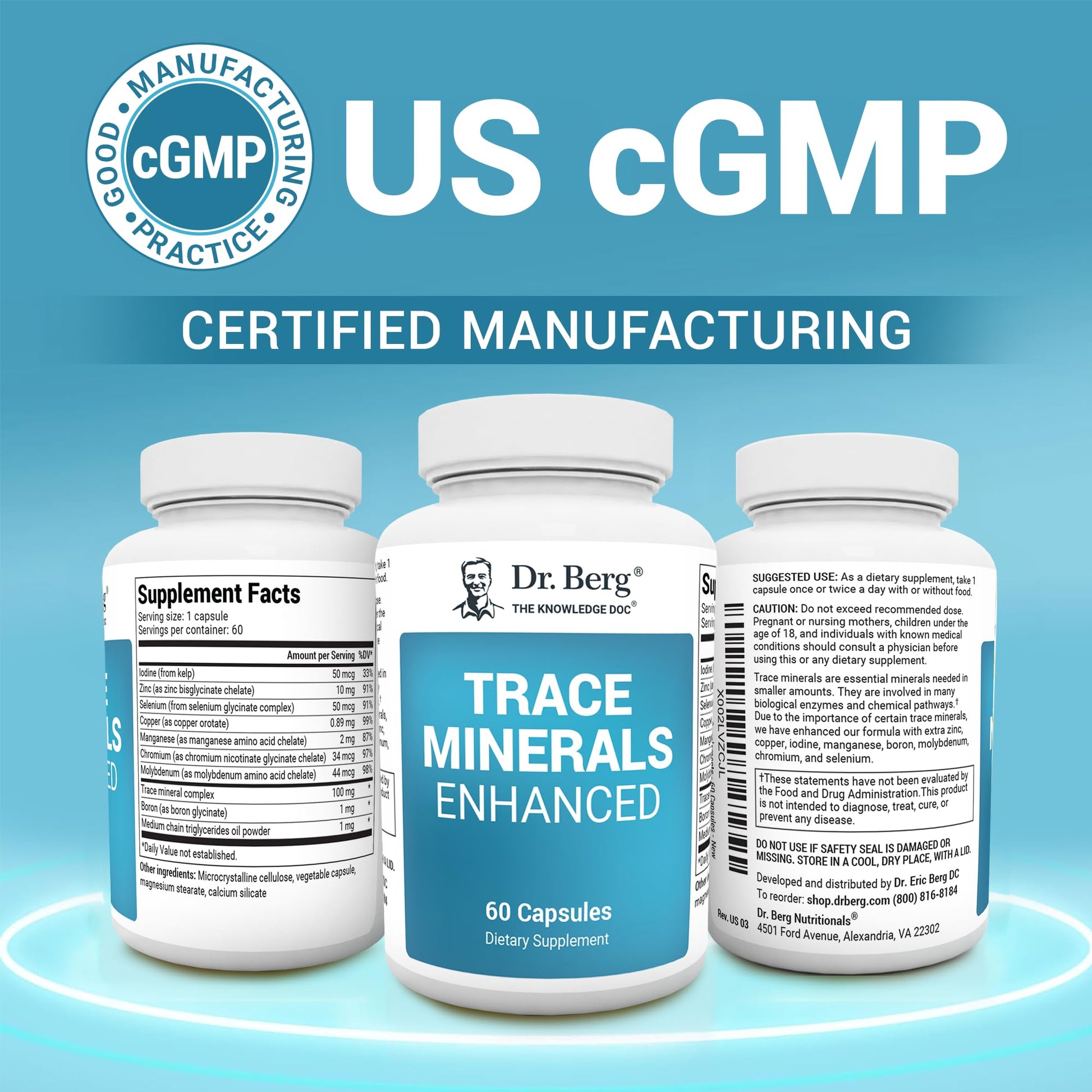 Dr. Berg Trace Minerals Enhanced Complex - Complete with 70+ Minerals Including 10 mg of Zinc - Dietary Supplement - 60 Capsules Dr. Berg Nutritionals Au supplements