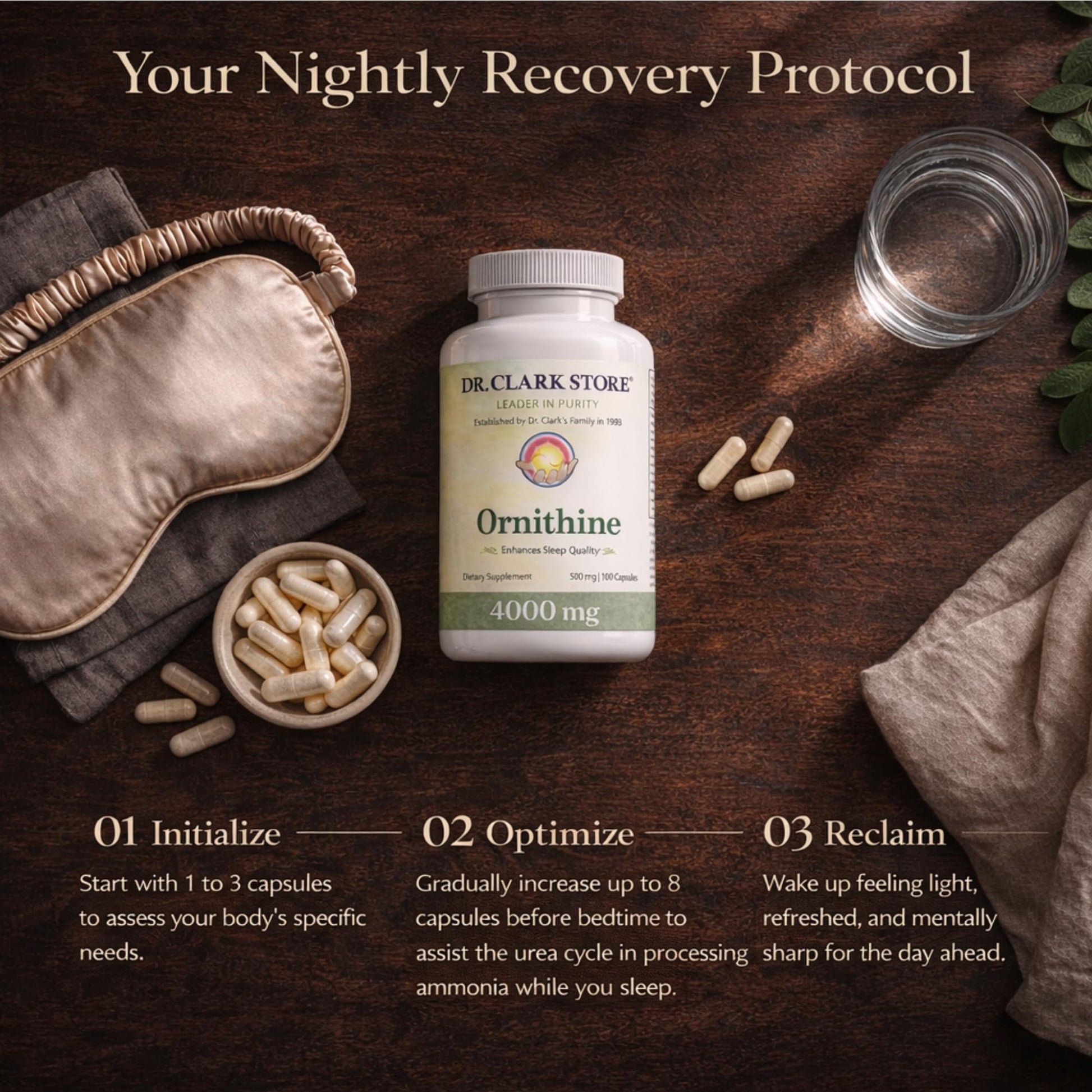 Dr Clark Ornithine Dietary Supplement - Gluten Free, Natural Sleep Aid, Promotes Protein Metabolism, Cleansing and Detoxification, 500mg, 100 Gelatin Capsules Dr Clark Store Au supplements