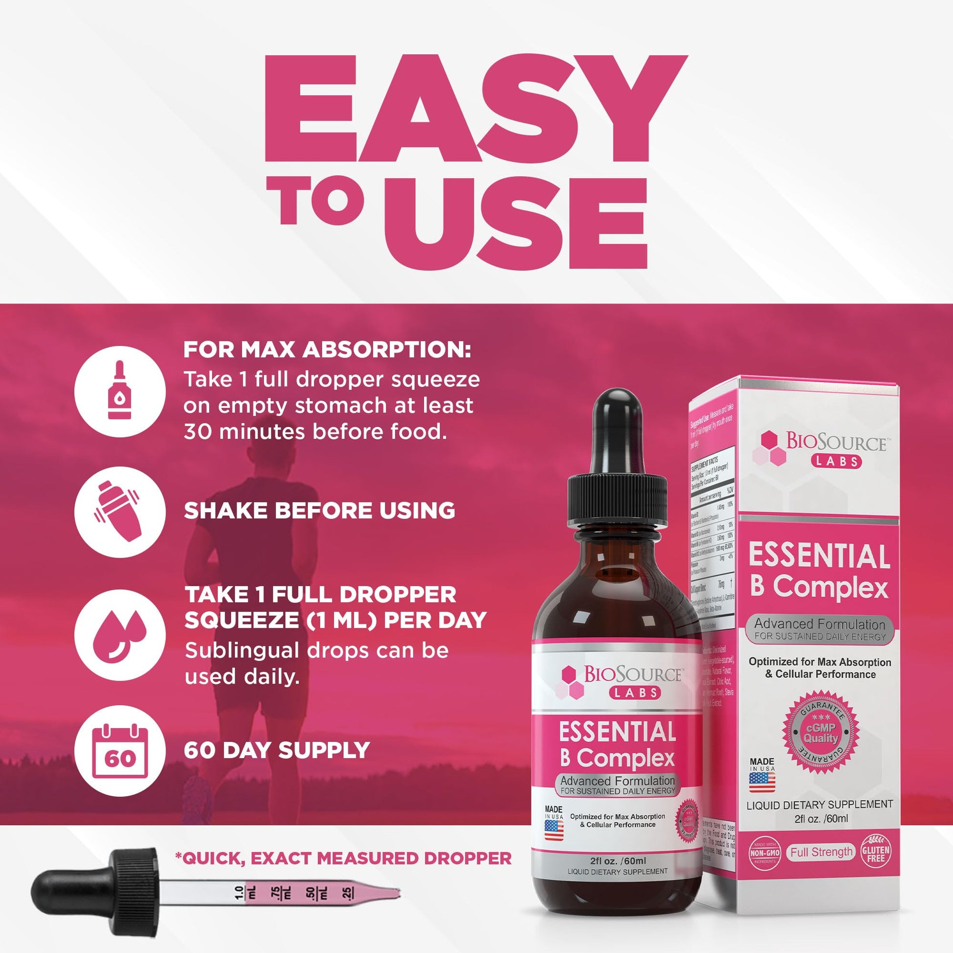BioSource Labs Essential B Complex - Daily Vegan Vitamin B-Complex Sublingual Liquid BioSource Labs Au supplements