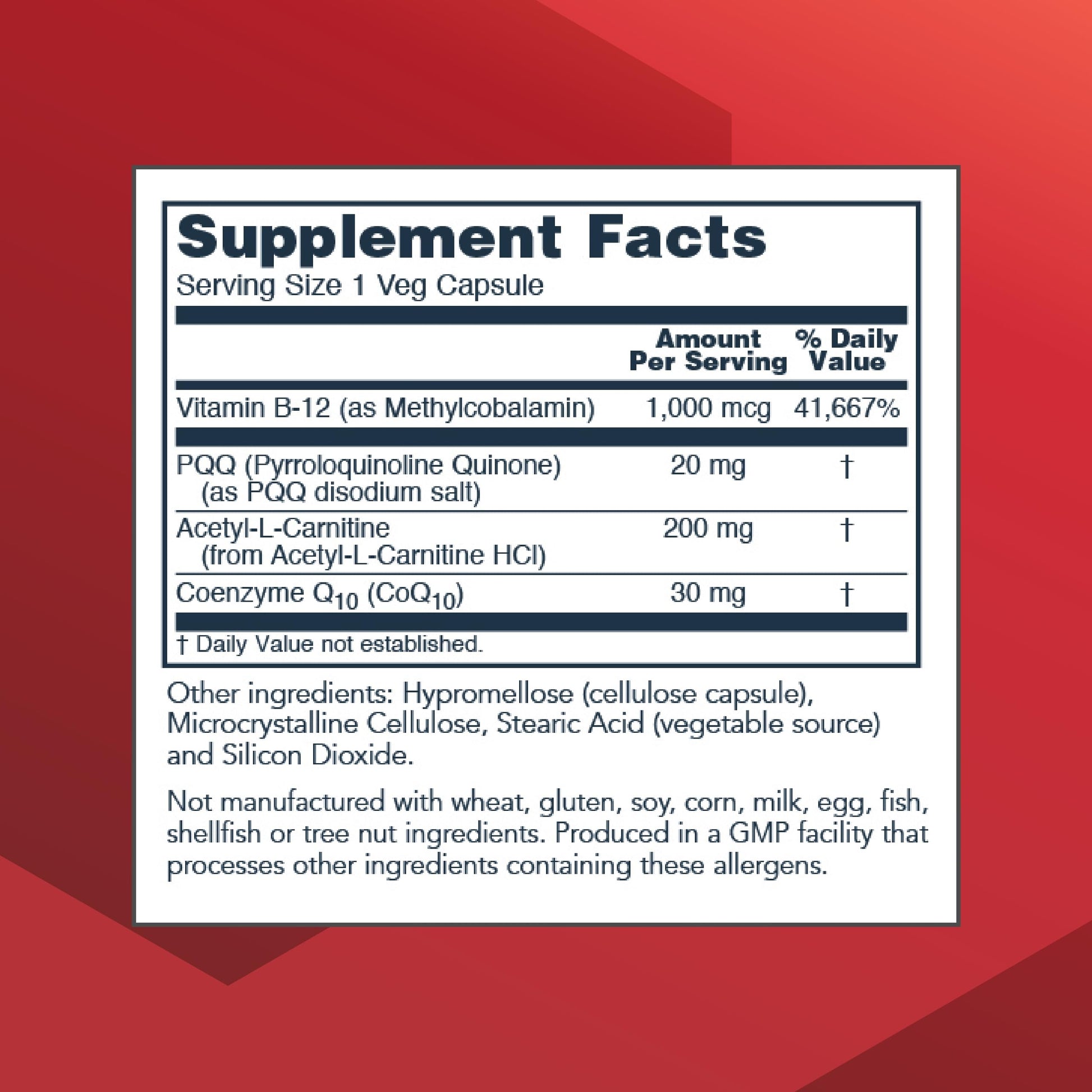PROTOCOL FOR LIFE BALANCE PQQ Complex - Mitochondrial Health - with CoQ10 & L Carnitine - B Vitamin - Supplement for Energy - 30 Veg Caps PROTOCOL FOR LIFE BALANCE Au supplements