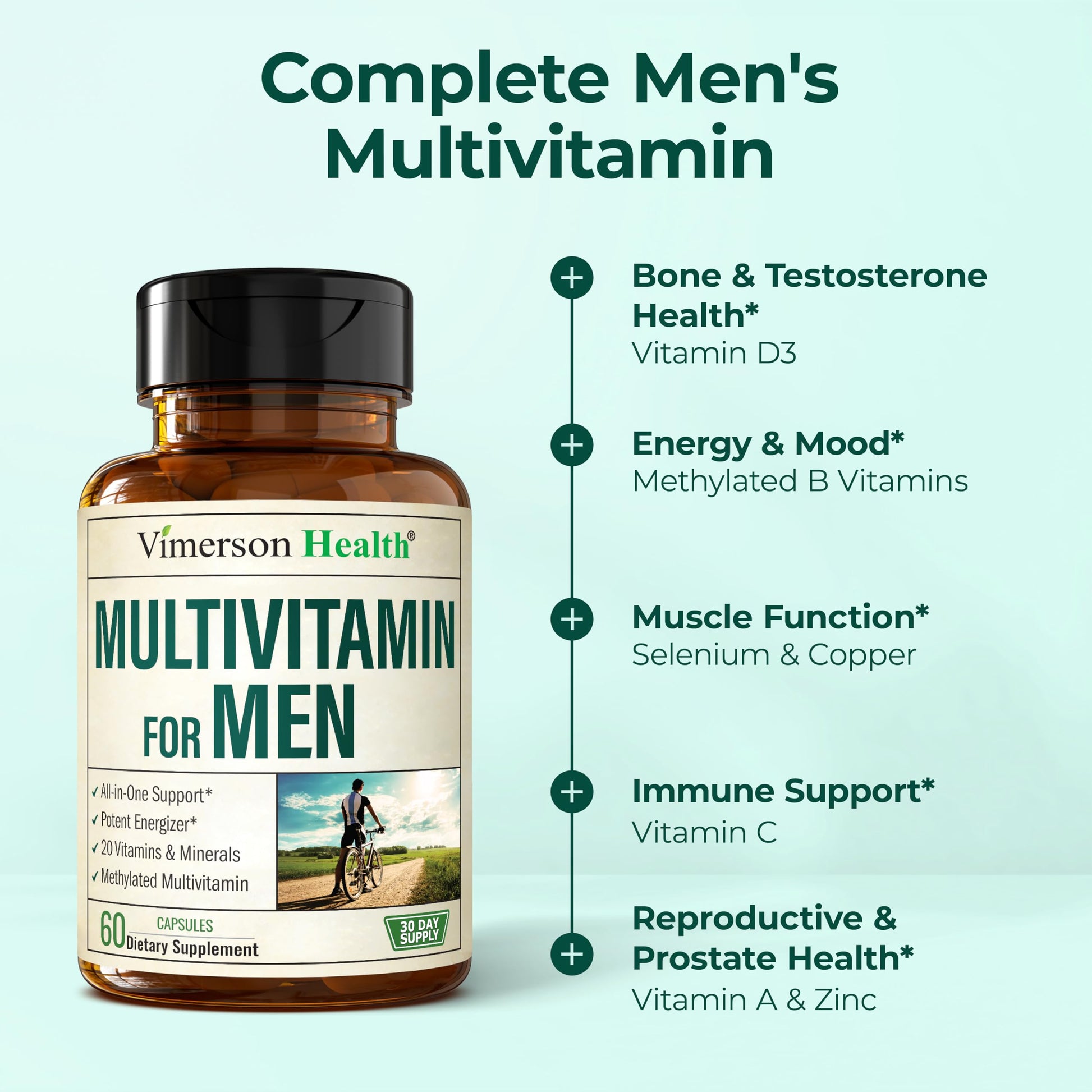 Multivitamin for Men – Methylated Mens Multivitamins & Multiminerals Capsules with Vitamin B12, A, D, C, Zinc, Magnesium & More for Complete Daily Support Vimerson Health Au supplements