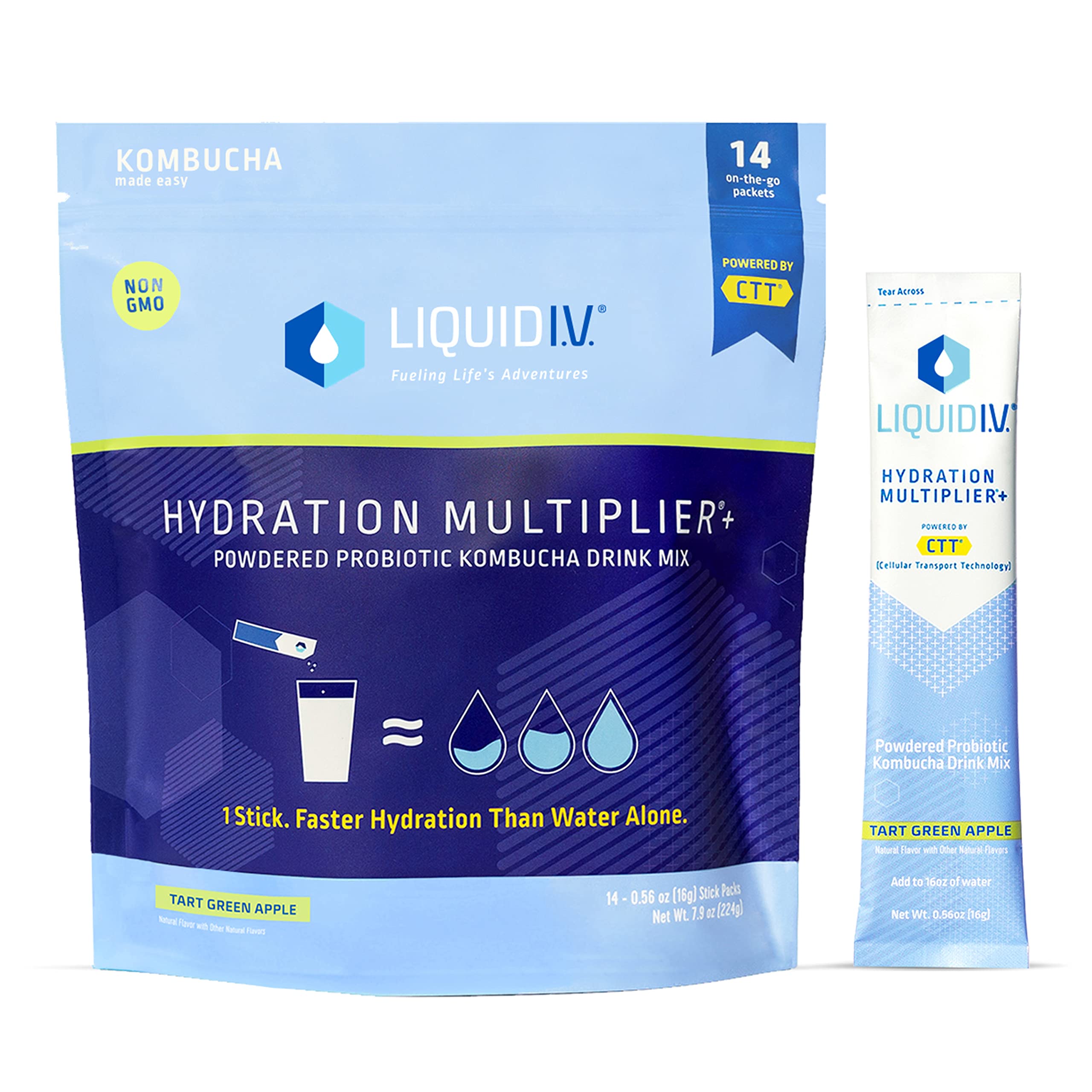 Liquid I.V. Hydration Multiplier + Probiotic Kombucha - Tart Green Apple - Hydration Powder Liquid I.V. Au supplements