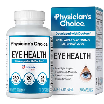 Physician's Choice Eye Health - Lutein, Zeaxanthin & Bilberry Extract - Supports Eye Strain, Dry Eyes, and Vision Health - 2 Award-Winning Clinically Proven Eye Vitamin Ingredients - Carotenoid Blend Physician's CHOICE Au supplements