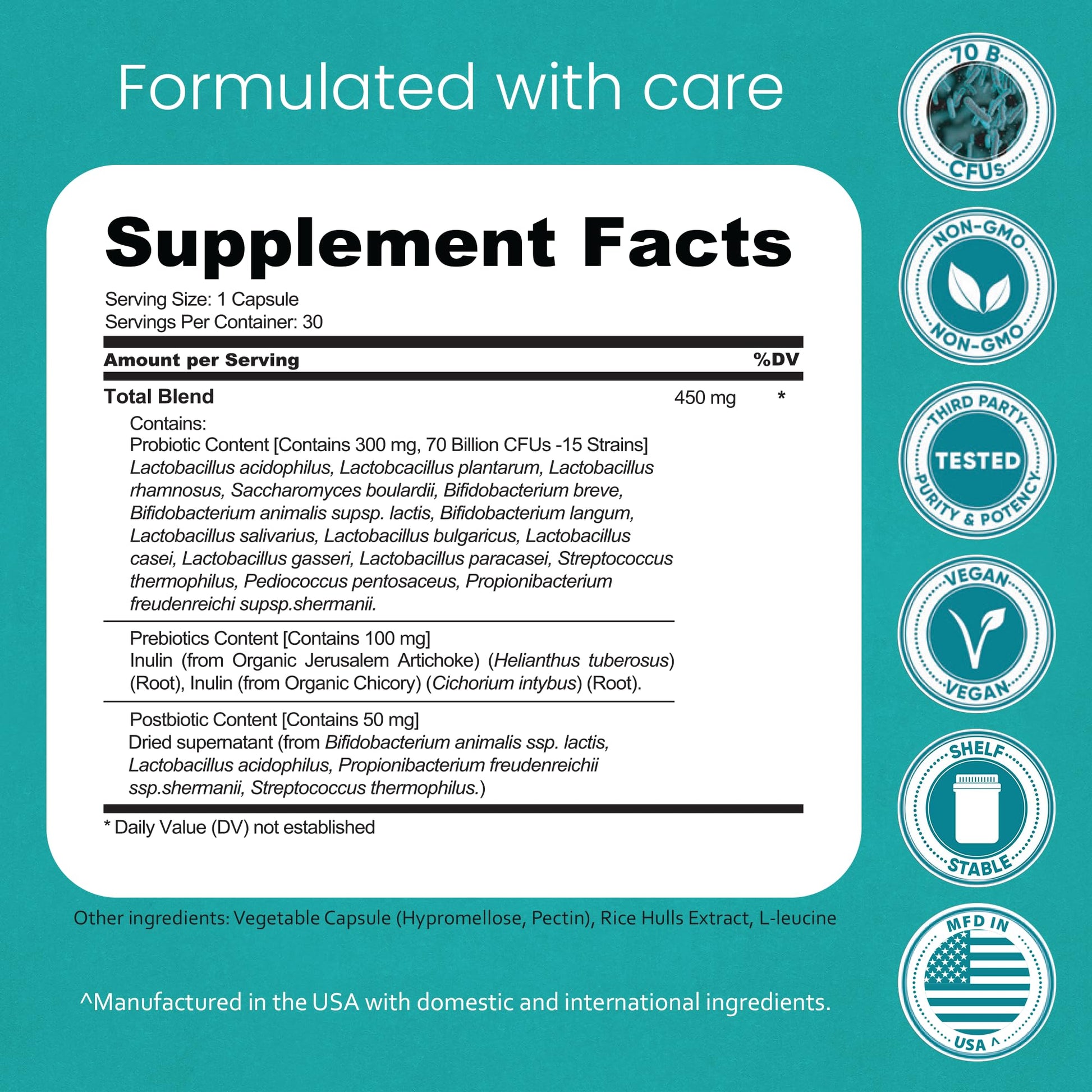 NaturaLife Labs Probiotics 70 Billion CFU – 15 Strains with Organic Prebiotic & Postbiotic – 3-in-1 Formula – 30 Vegan Capsules NaturaLife Labs Au supplements