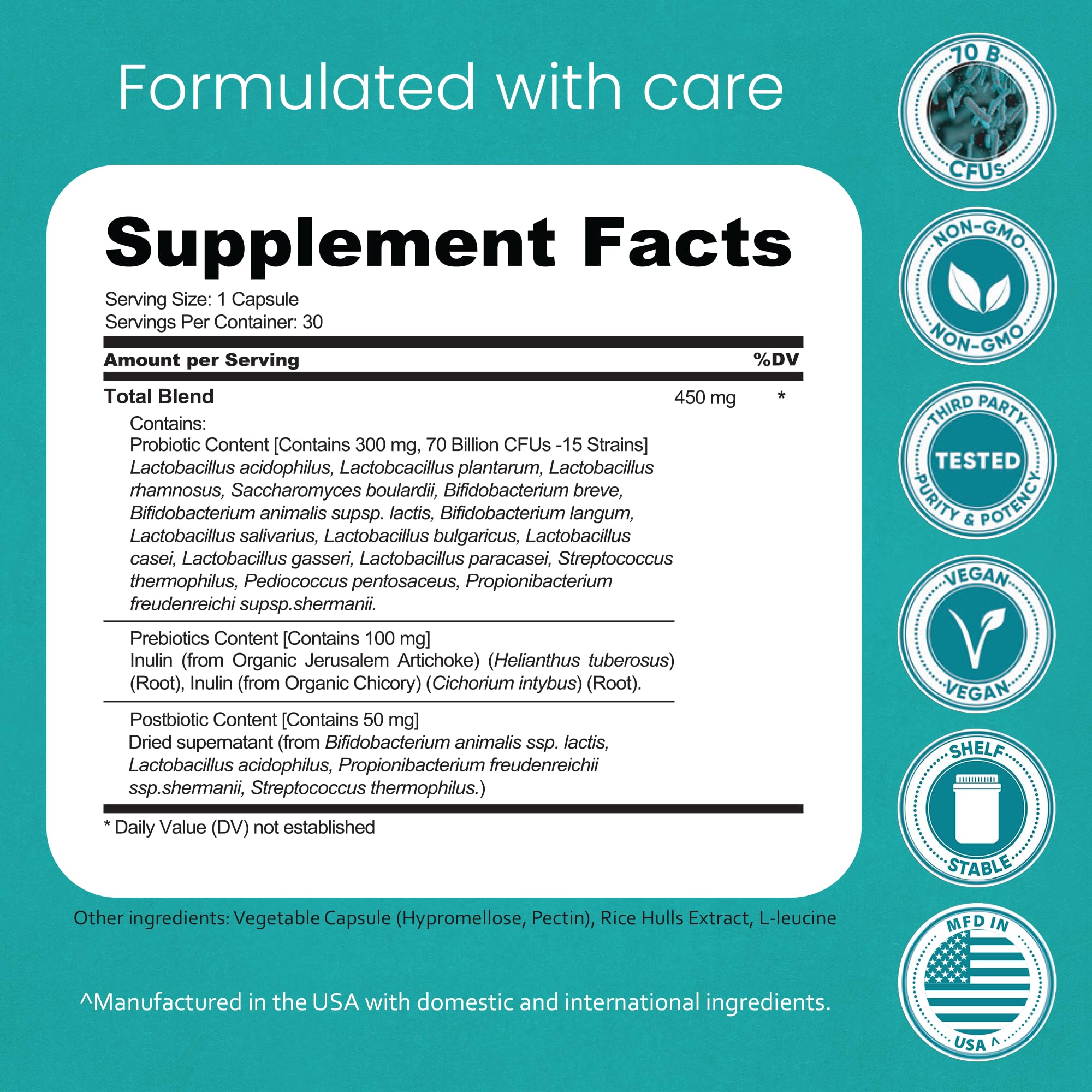NaturaLife Labs Probiotics 70 Billion CFU – 15 Strains with Organic Prebiotic & Postbiotic – 3-in-1 Formula – 30 Vegan Capsules NaturaLife Labs Au supplements