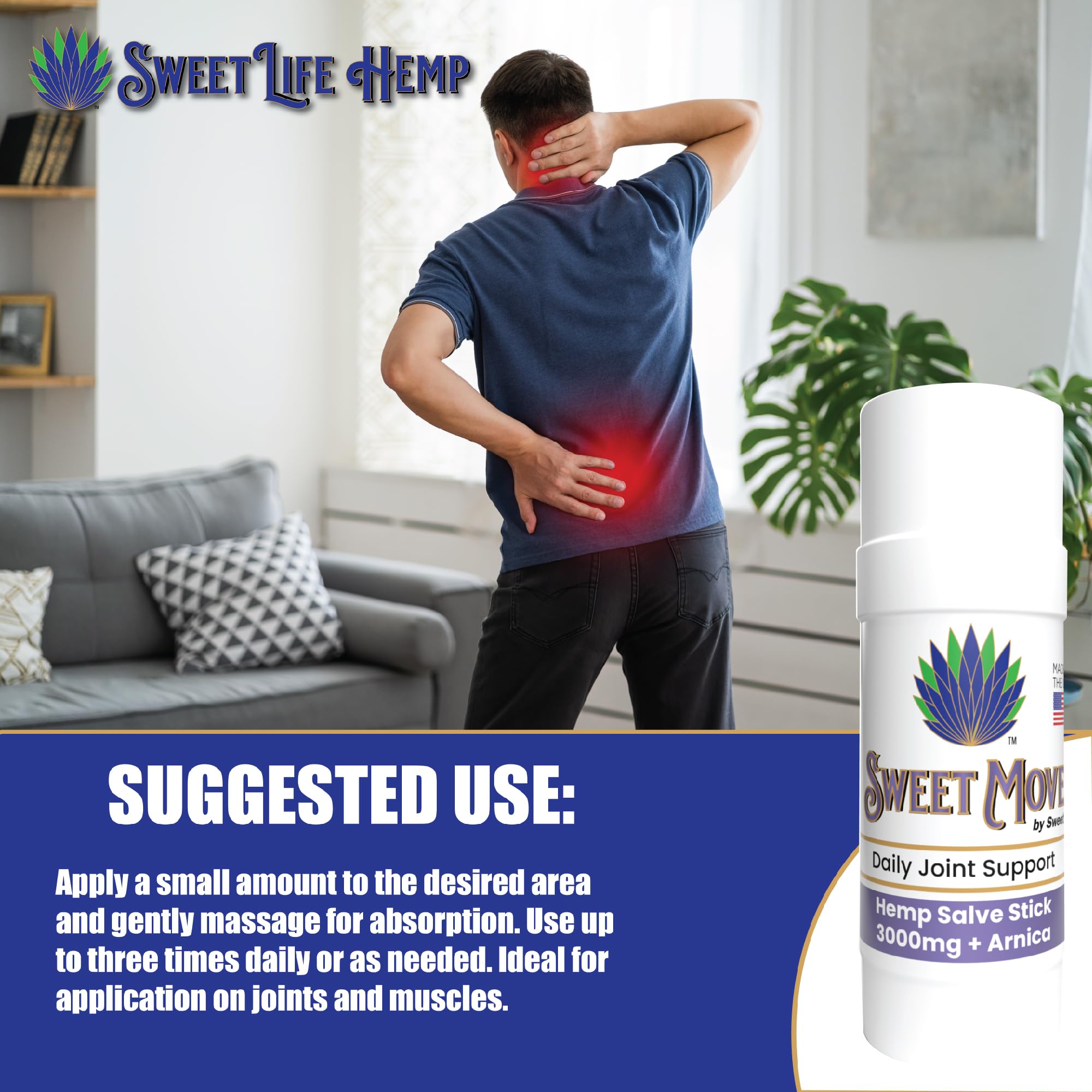Sweet Life | Hemp Salve Stick | 3000mg | Organic Botanical Balm | Twist-Up Applicator | Small Business | Muscle & Joint Comfort Sweet Life Au supplements