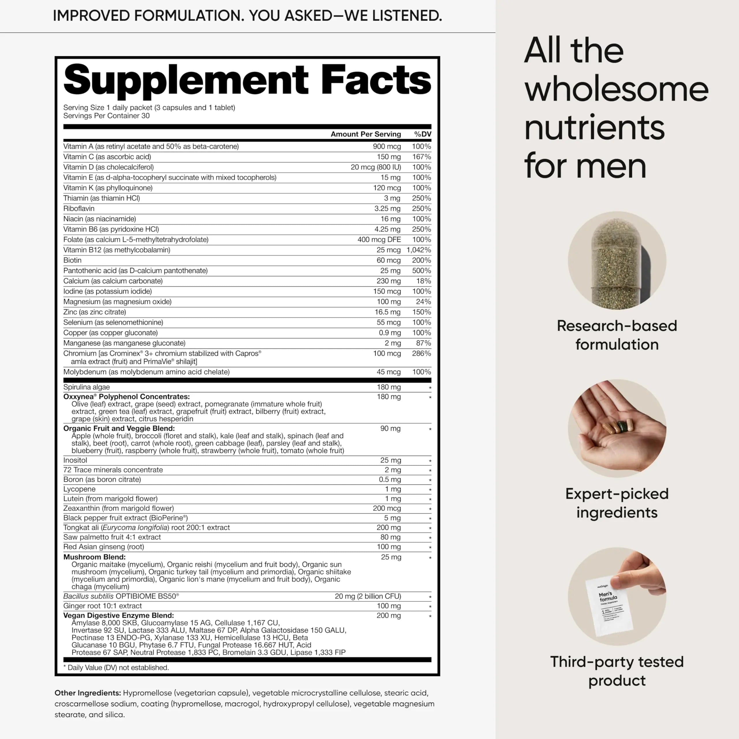 meOrigin Multivitamin for Men, All-in-One Supplement Complex with Zinc, Vitamin D, C, B12, Saw Palmetto, Biotin, Selenium meOrigin Au supplements