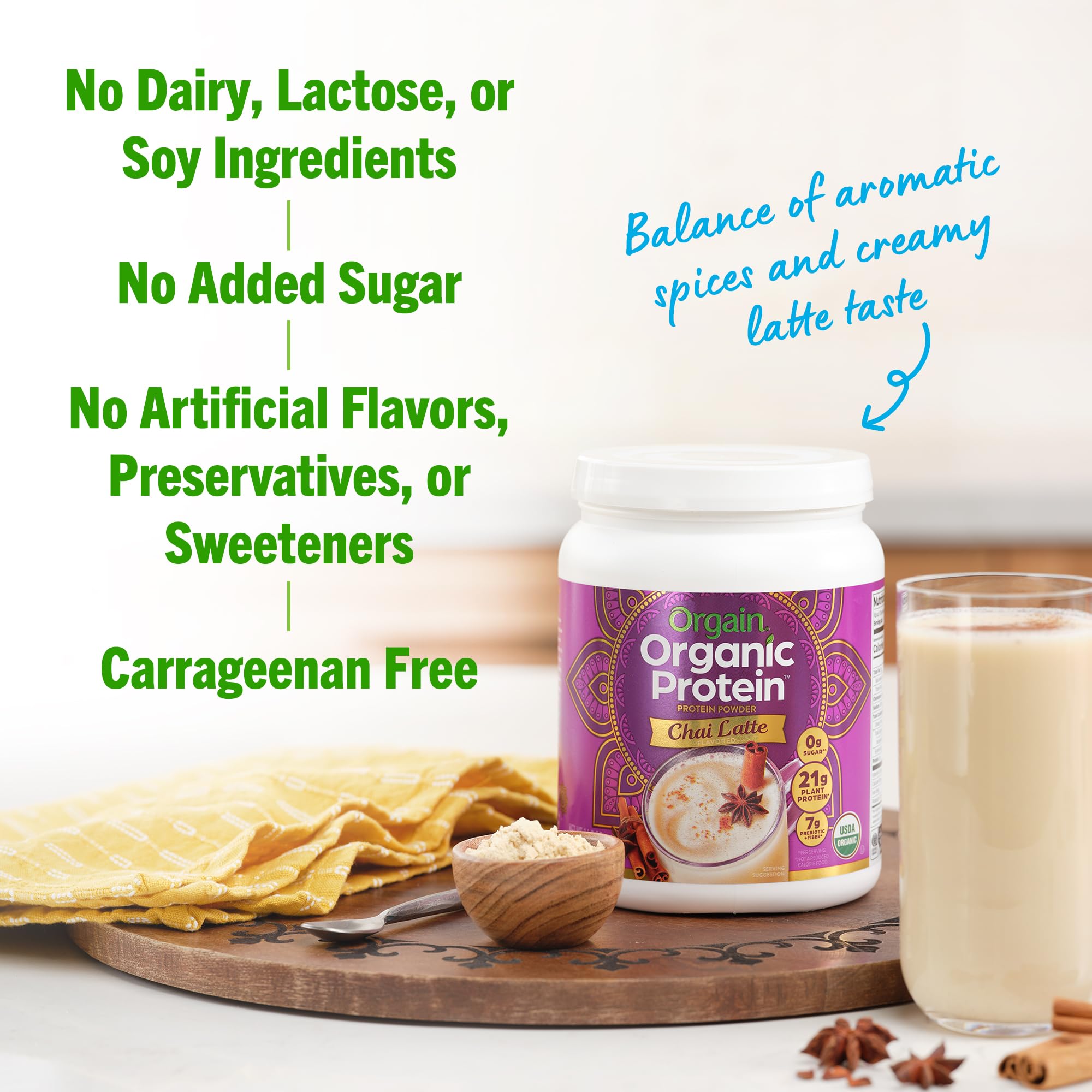 Orgain Organic Vegan Protein Powder, Chai Latte - 21g Plant Based Protein, Gluten Free Orgain Au supplements