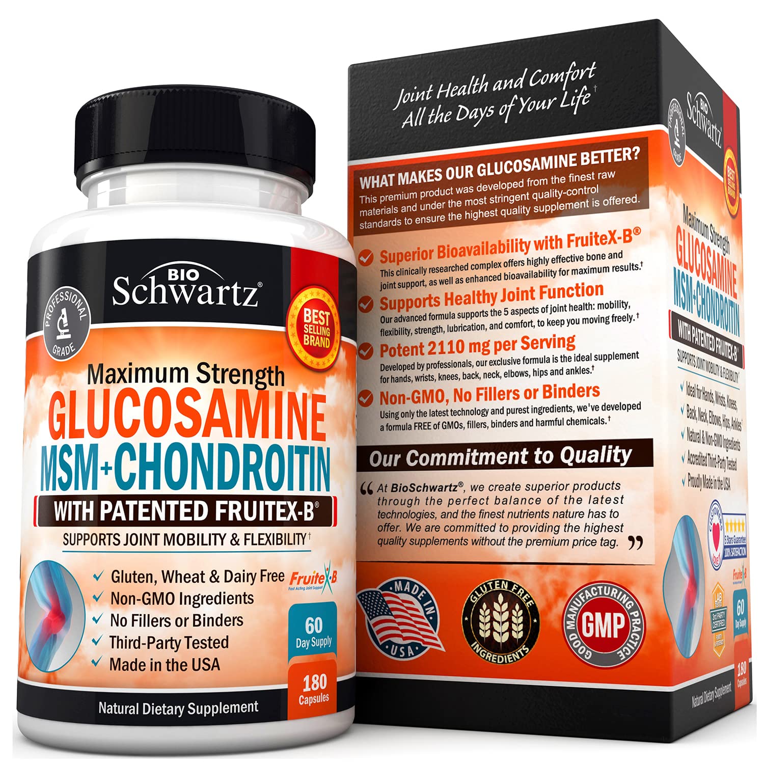 Glucosamine Chondroitin MSM 2110mg - Joint Support Supplement with Turmeric BioSchwartz Au supplements