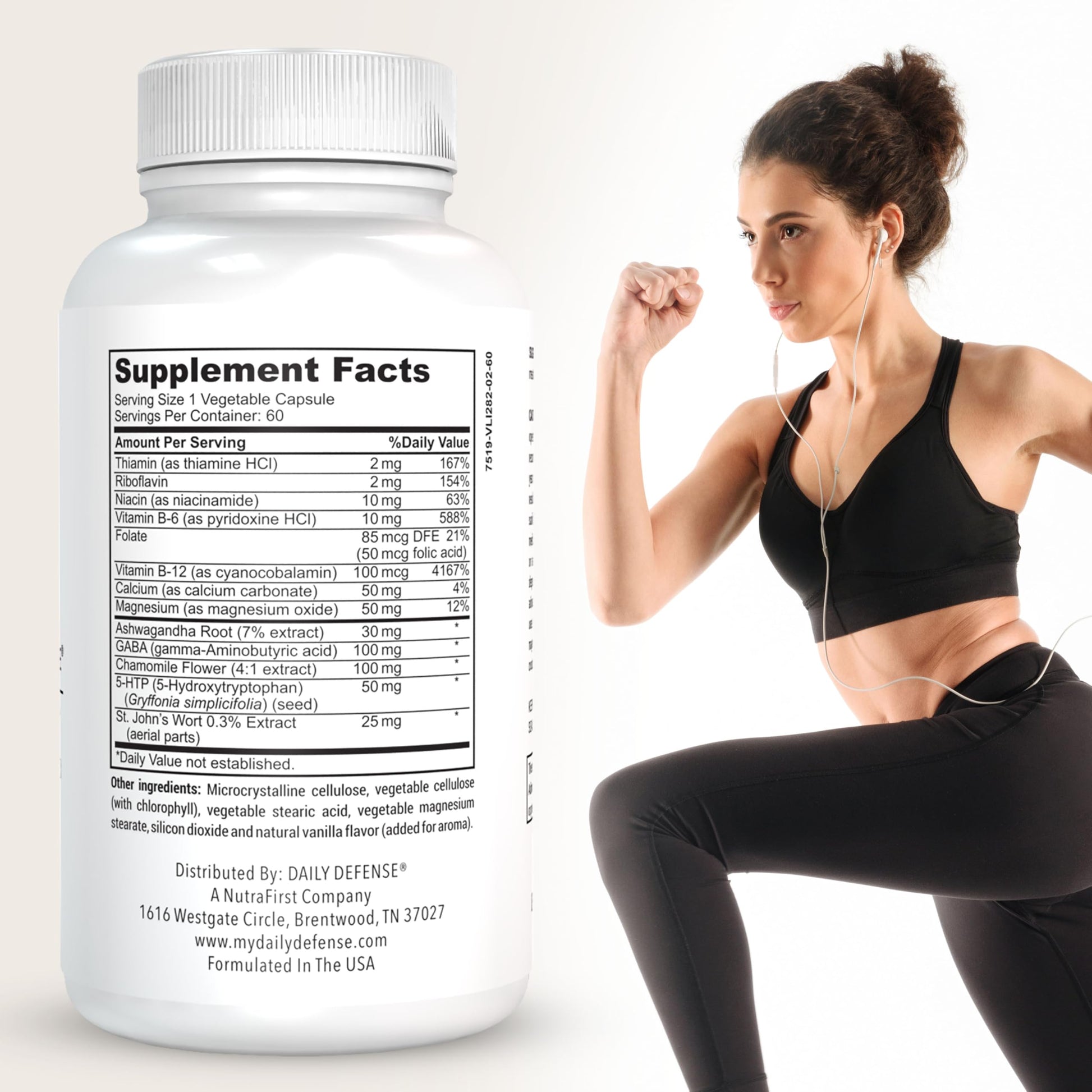 Daily Defense Mood Support Supplement - Ultra Mood 60 Count Mood Enhancer with Calcium Carbonate, Folic Acid, GABA, 5-HTP, Ashwagandha Root Extract & More - Non GMO Mood & Relaxation Supplement Daily Defense Au supplements
