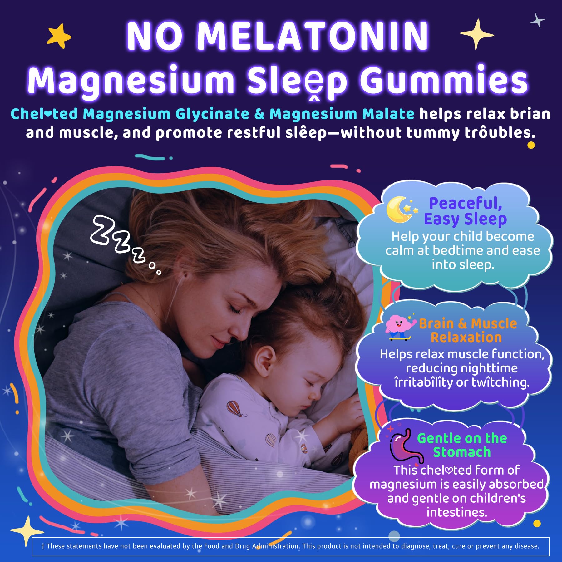 Kids Sleep Gummies, NO Melatonin Sleep Aid Gummies w/ Magnesium Glycinate, Magnesium Malate, L-Theanine, Lavender, B6, Zinc, D3K2 for Restful Sleep, Relax Brain & Muscle, Immune Support, Non-GMO 1Pack ELLAMENTZ Au supplements