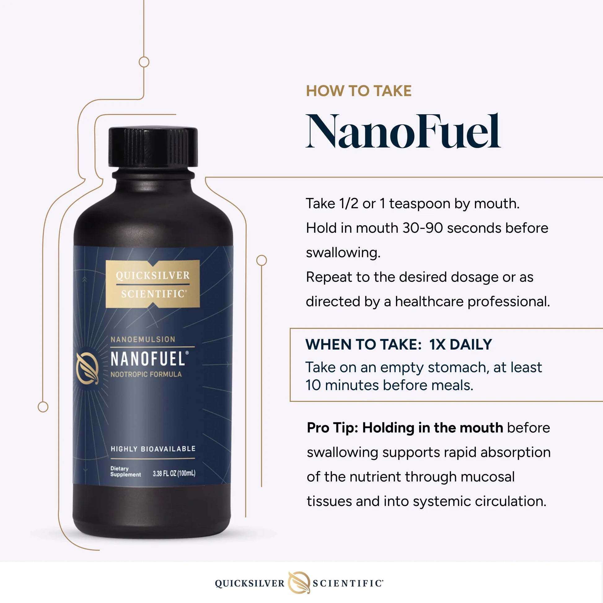 Quicksilver Scientific NanoFuel - Energy Support - Nootropic Formula Designed to Support Focus + Productivity (3.38oz / 100ml) Quicksilver Scientific Au supplements