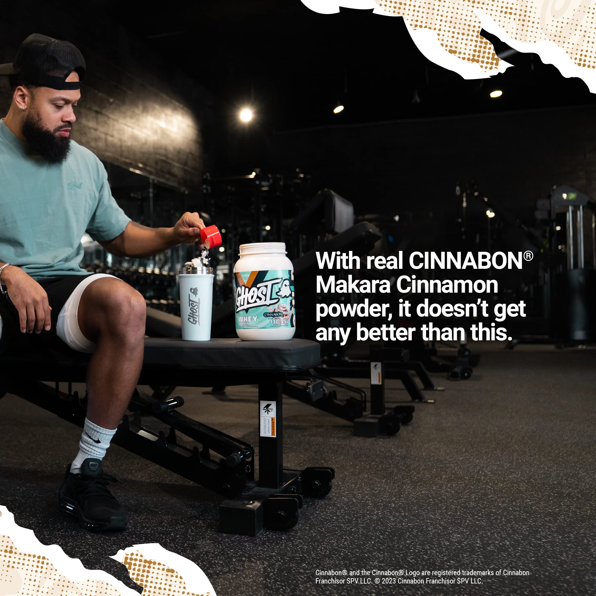 GHOST Whey Protein Powder, Cinnabon - 2LB Tub, 25G of Protein - Cinnamon Roll Flavore GHOST Au supplements