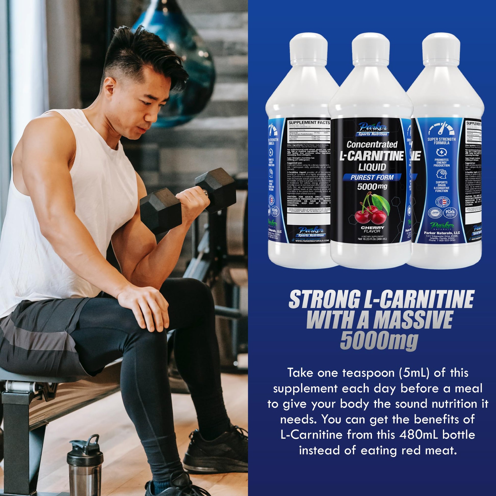 Parker Naturals L-Carnitine 5000 Mg Premium Dietary Supplement Liquid - 16 Oz All Natural Parker Naturals Au supplements
