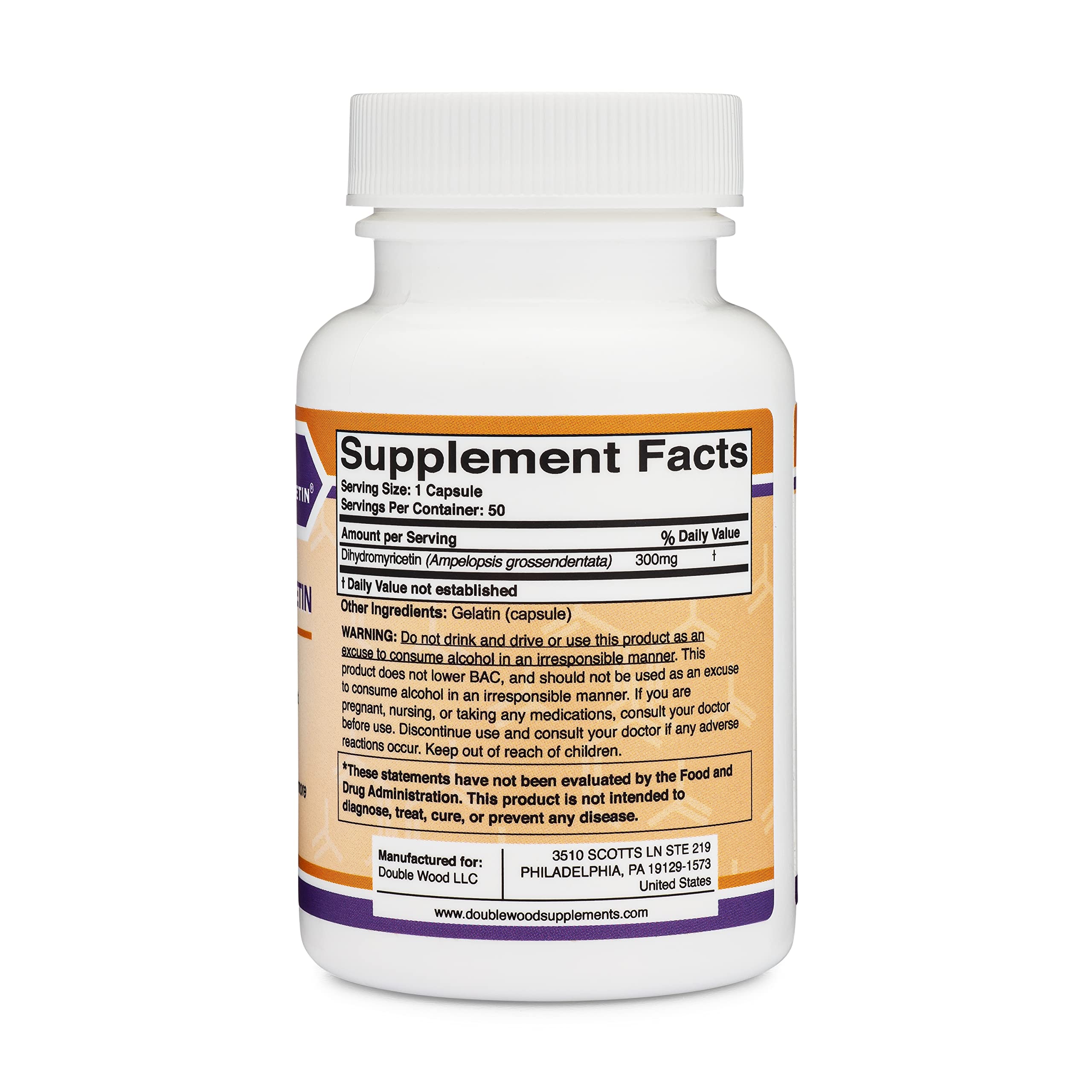 Dihydromyricetin (DHM) 50 Capsules, 300mg, Liver Support Supplement (Third Party Double Wood Supplements Au supplements